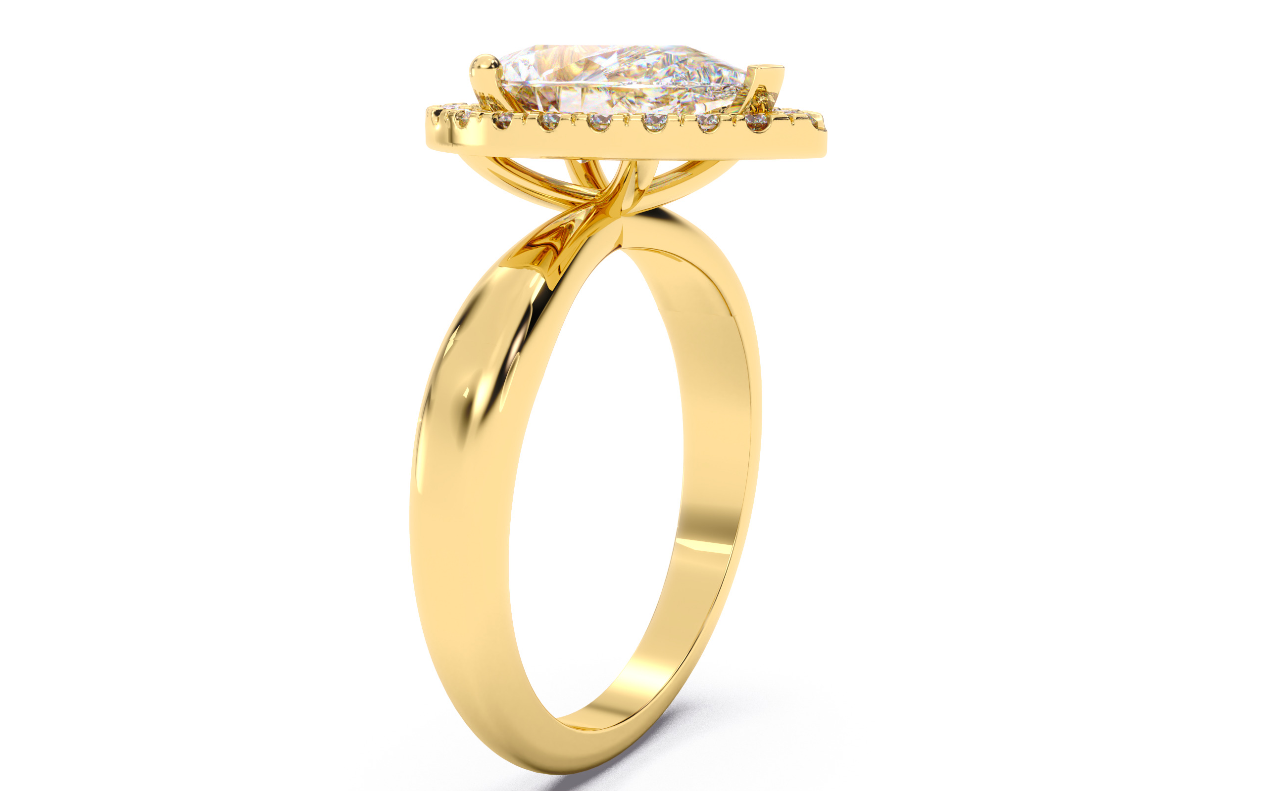 Pear Diamond Halo Setting Solitaire Ring 3D print model_20