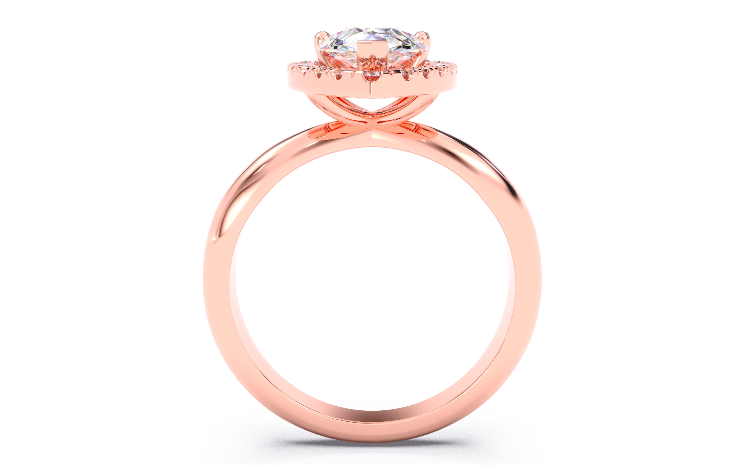 Pear Diamond Halo Setting Solitaire Ring 3D print model_7