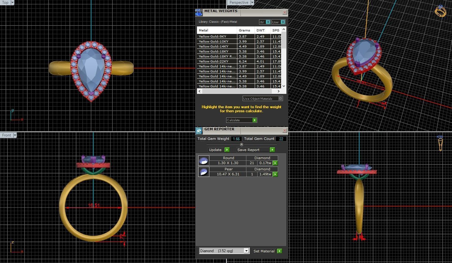 Pear Diamond Halo Setting Solitaire Ring 3D print model_1
