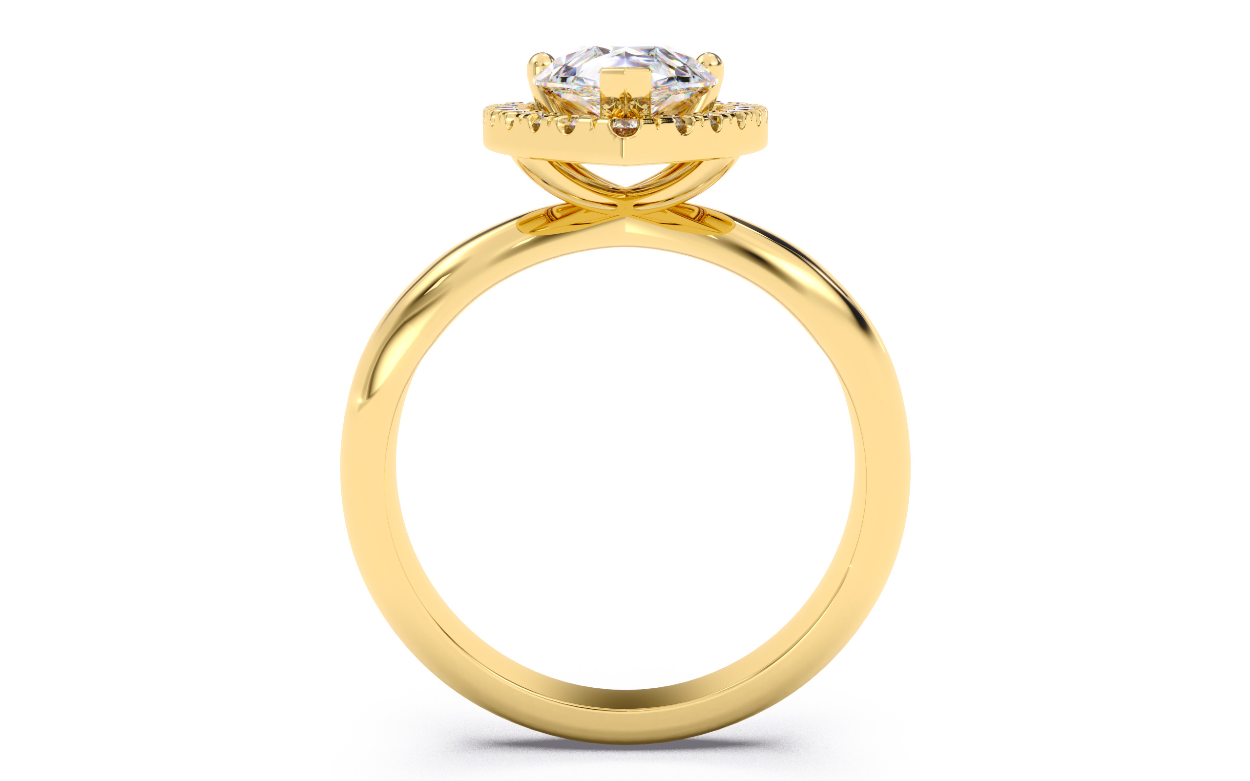 Pear Diamond Halo Setting Solitaire Ring 3D print model_10