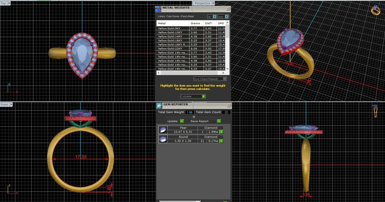 Pear Diamond Halo Setting Solitaire Ring 3D print model_25