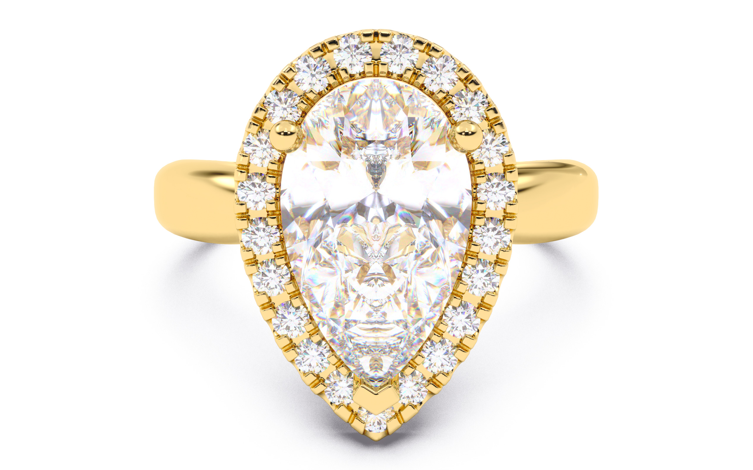Pear Diamond Halo Setting Solitaire Ring 3D print model_12