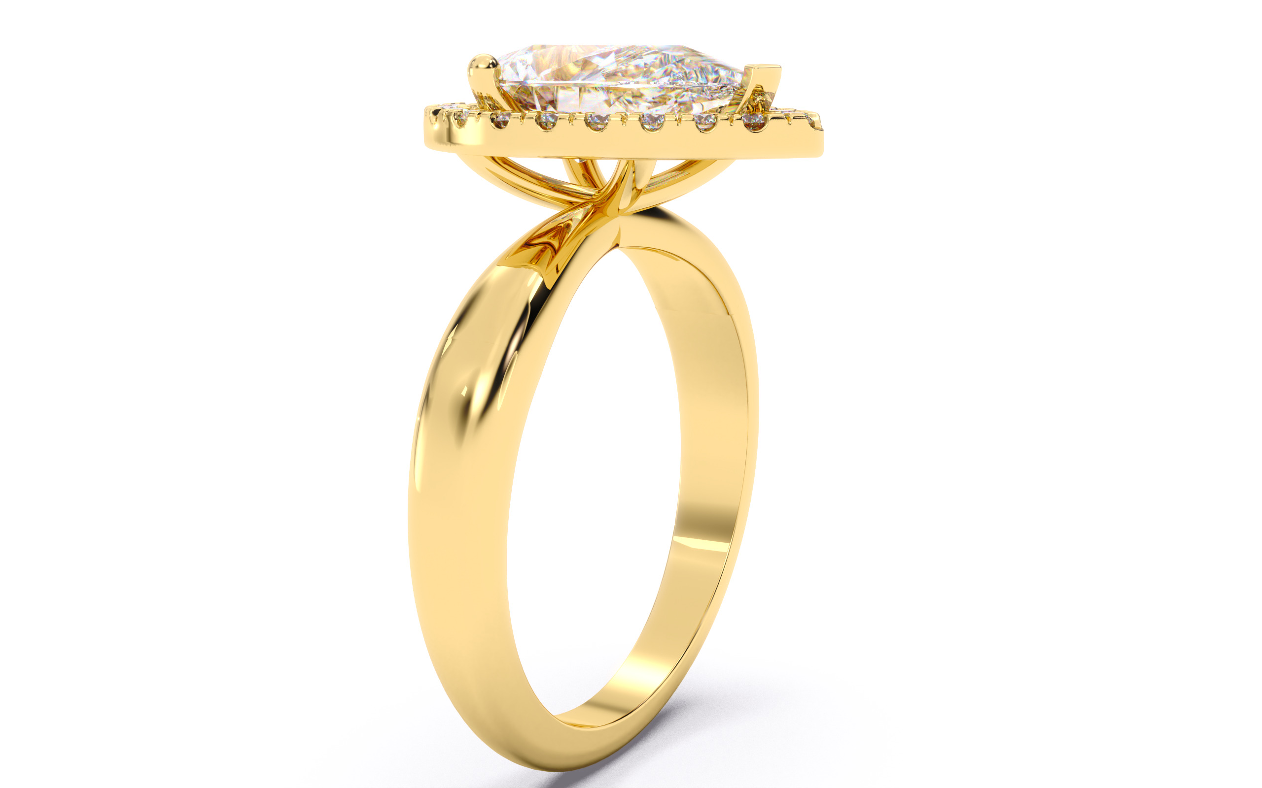 Pear Diamond Halo Setting Solitaire Ring 3D print model_21