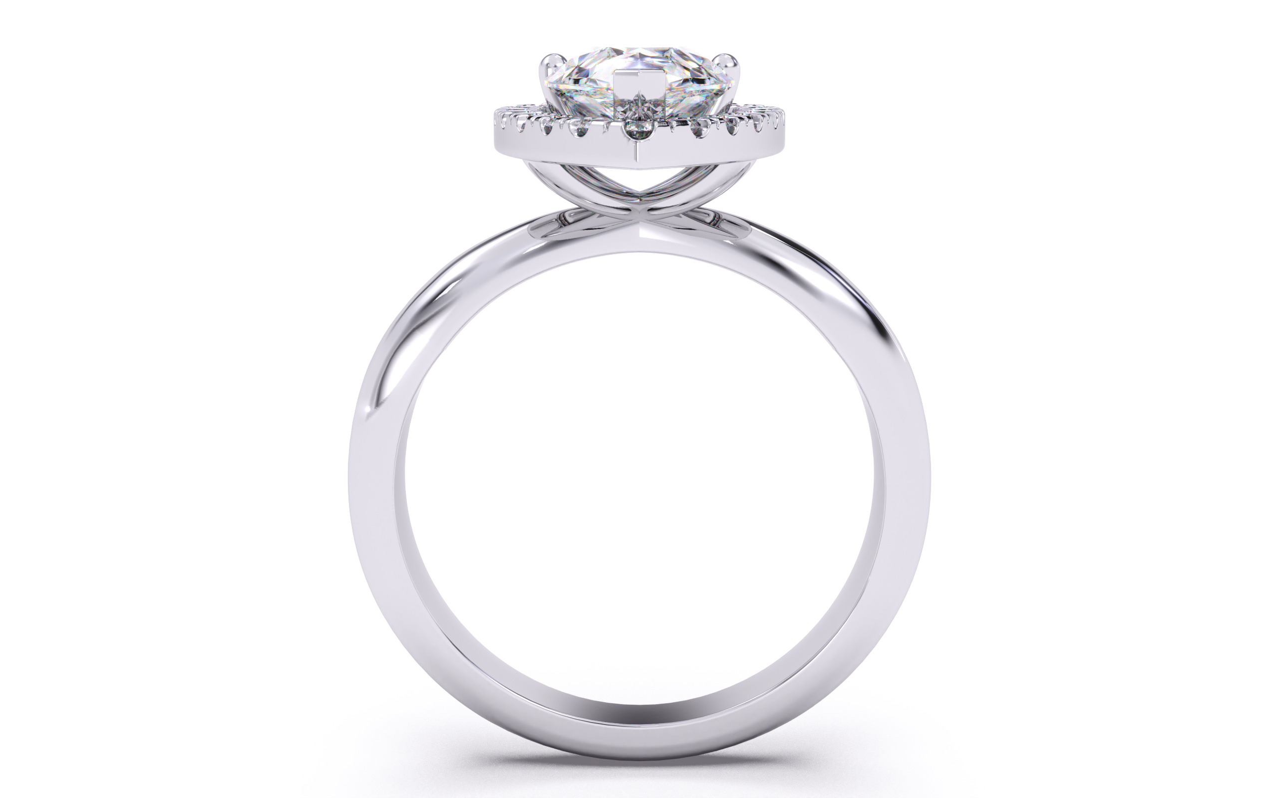 Pear Diamond Halo Setting Solitaire Ring 3D print model_9