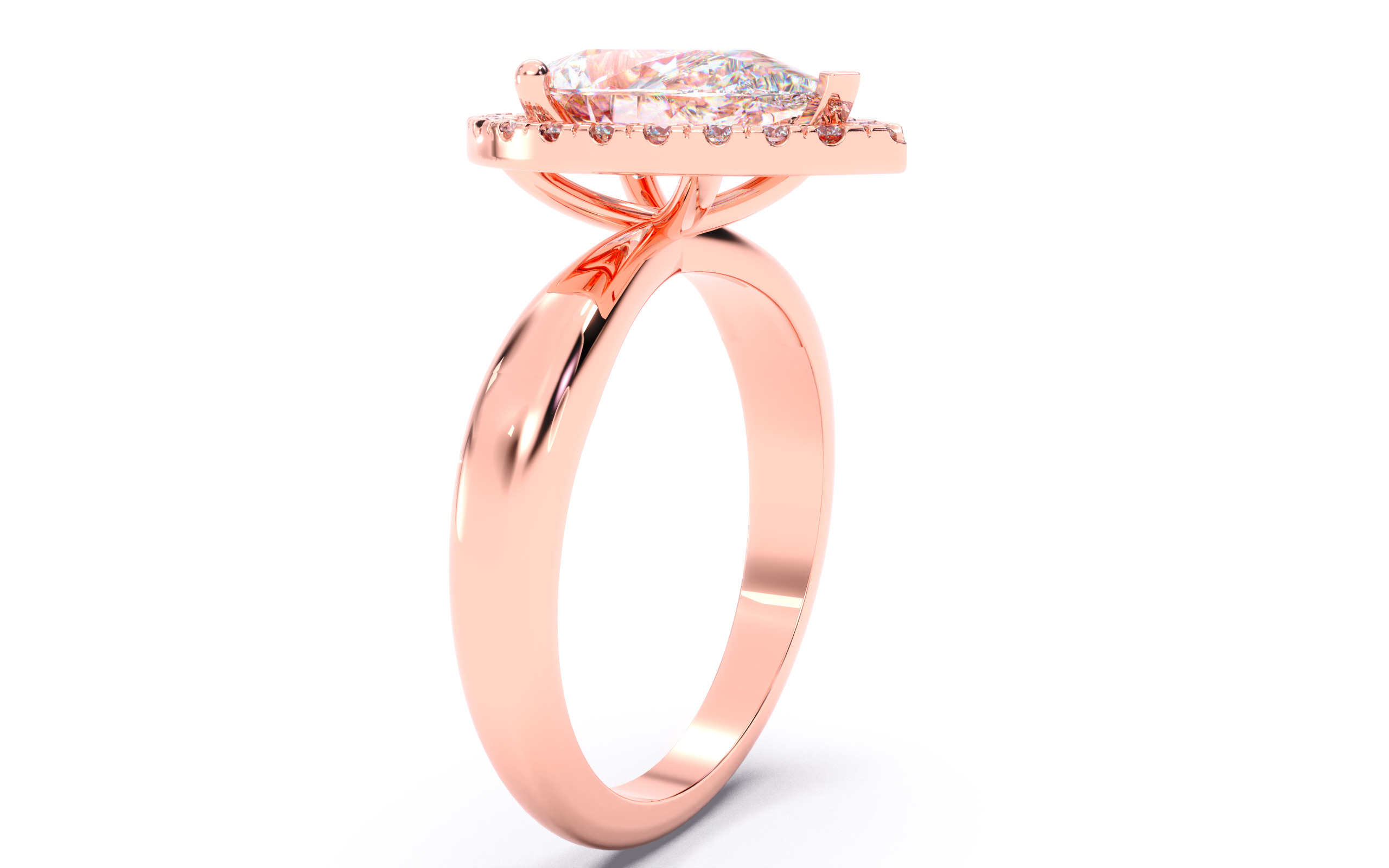 Pear Diamond Halo Setting Solitaire Ring 3D print model_13