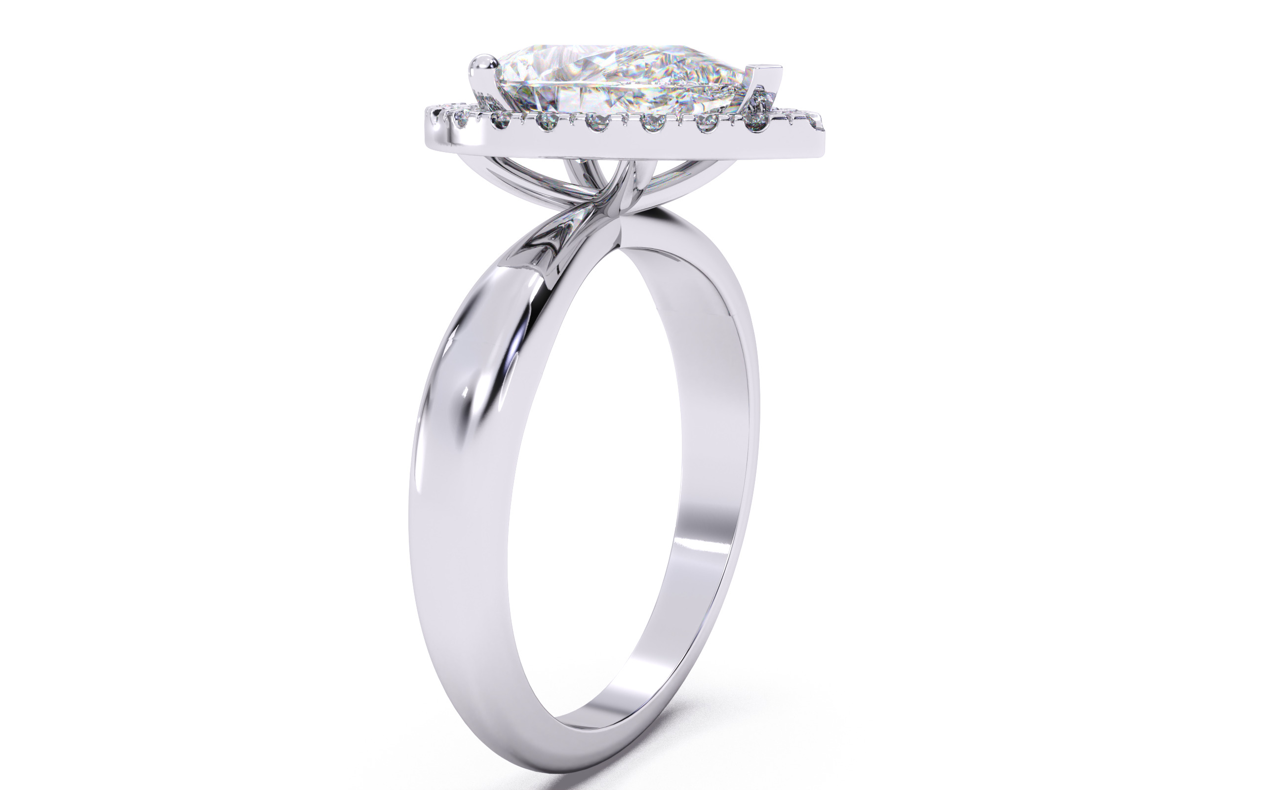 Pear Diamond Halo Setting Solitaire Ring 3D print model_18