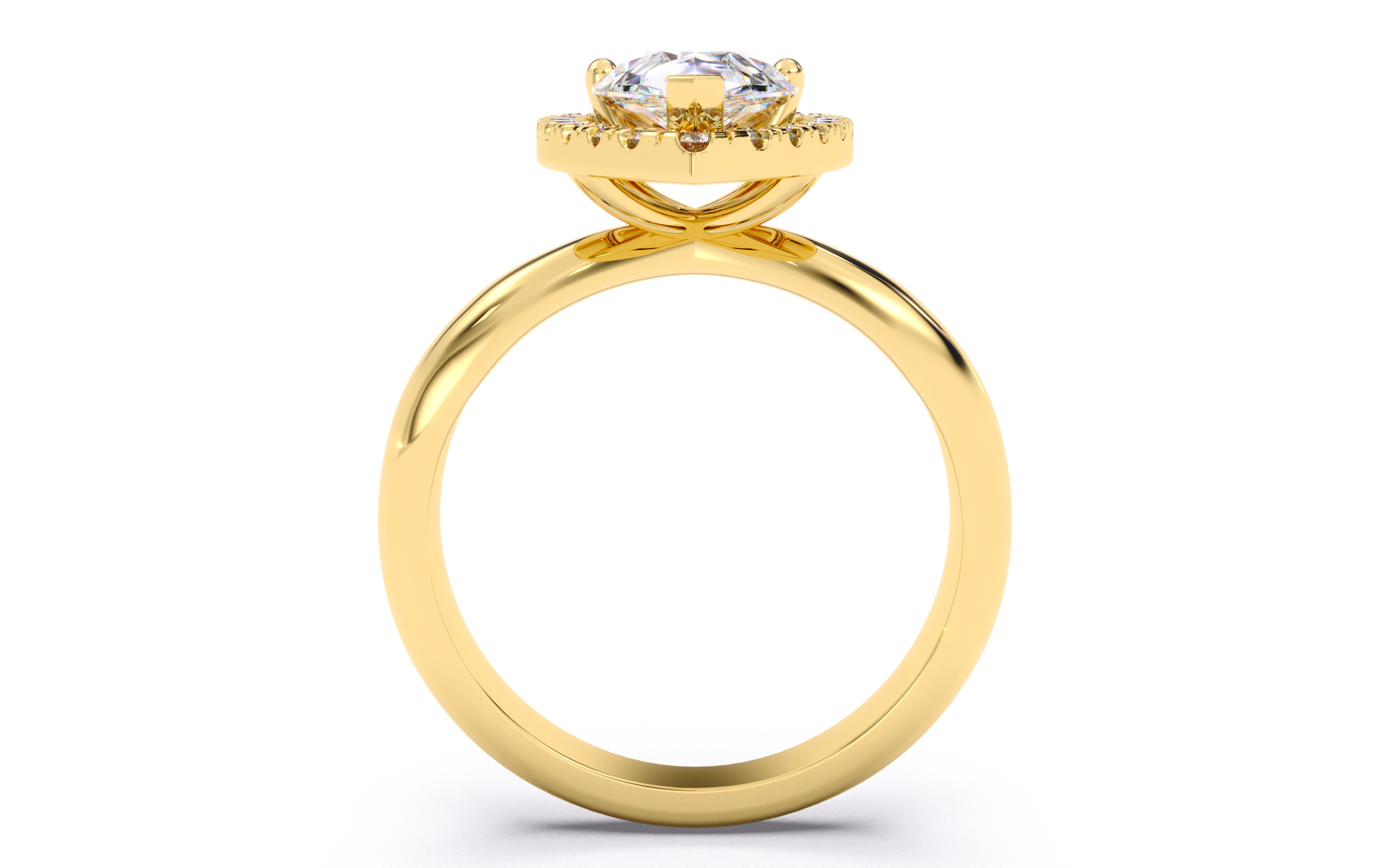 Pear Diamond Halo Setting Solitaire Ring 3D print model_11