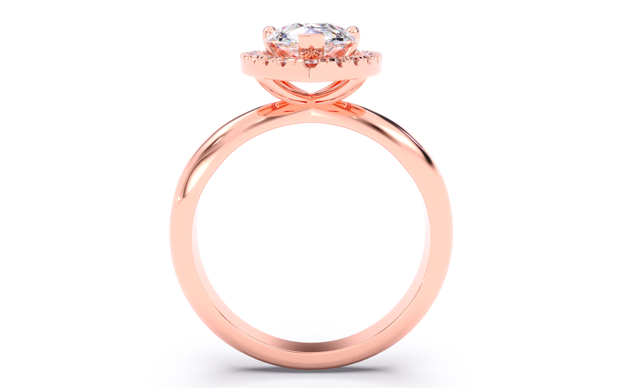 Pear Diamond Halo Setting Solitaire Ring 3D print model_6