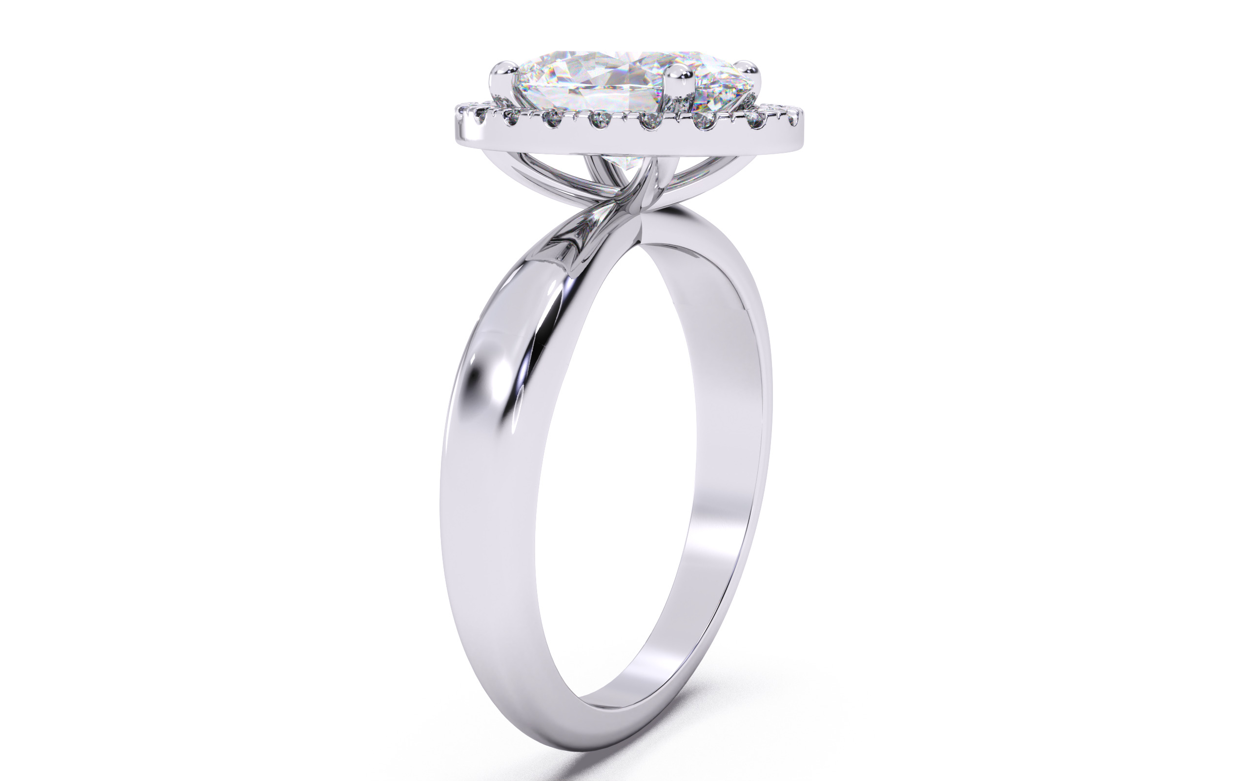 Oval  Diamond Halo Setting Solitaire Ring 3D print model_18