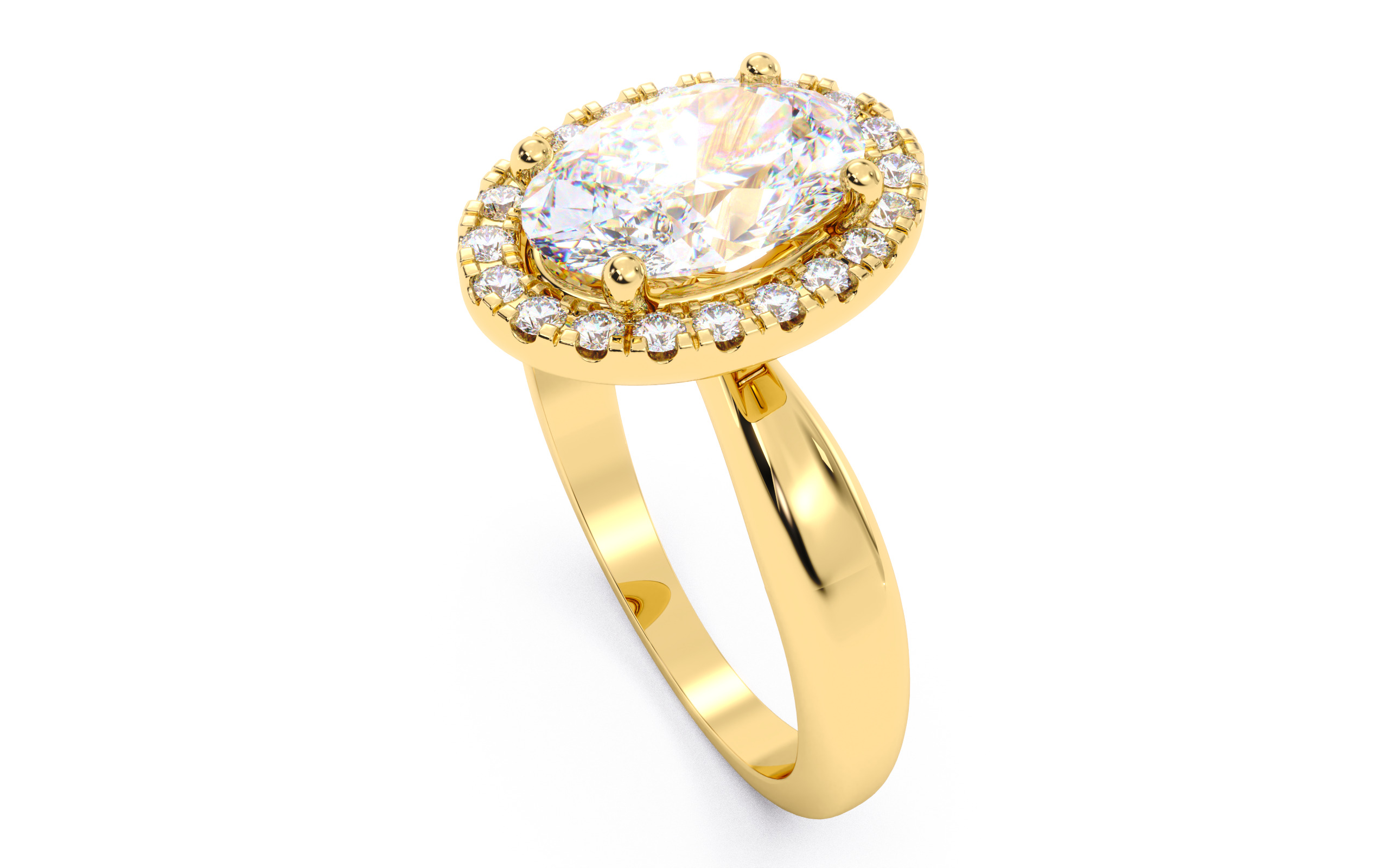 Oval  Diamond Halo Setting Solitaire Ring 3D print model_22