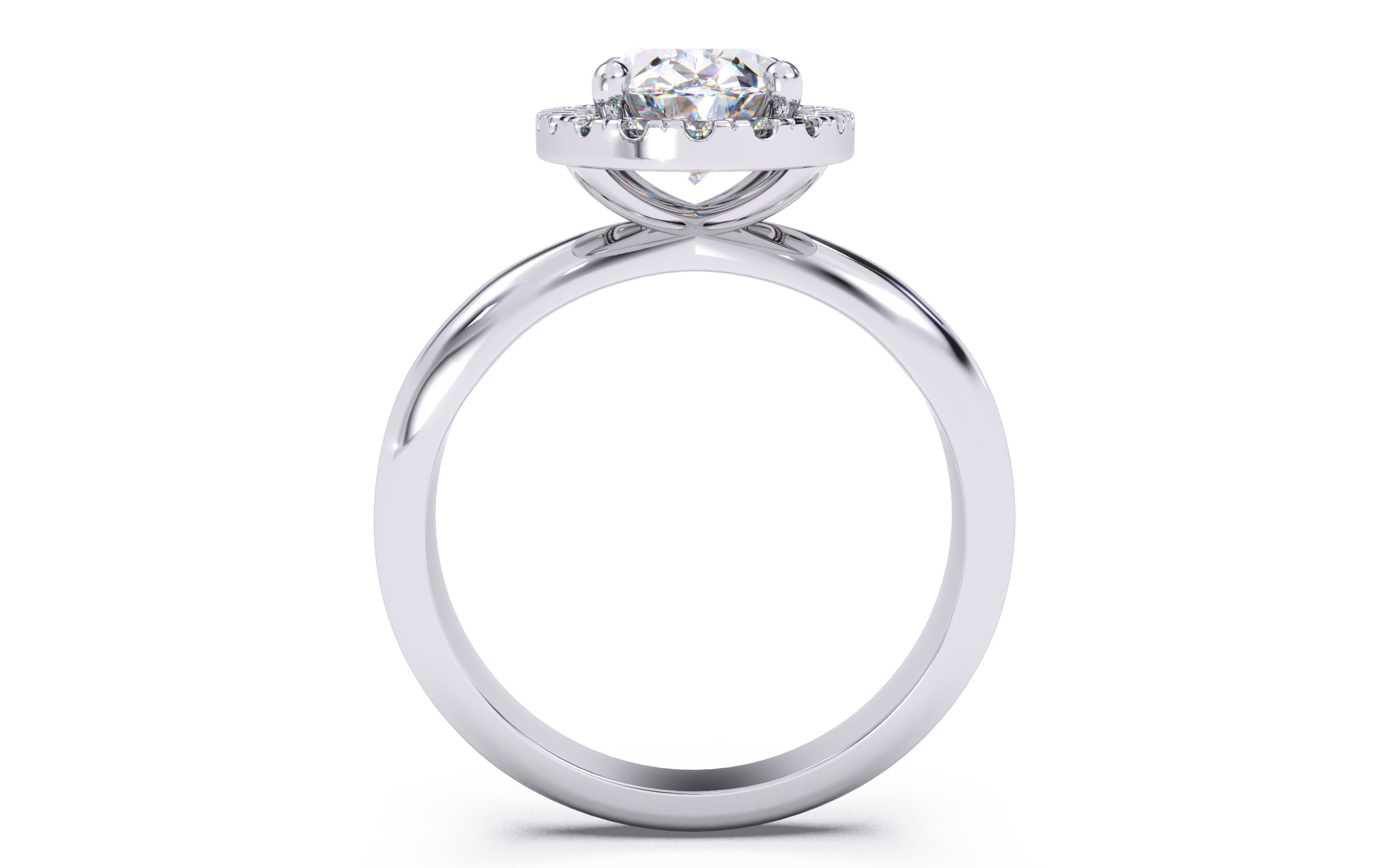 Oval  Diamond Halo Setting Solitaire Ring 3D print model_8