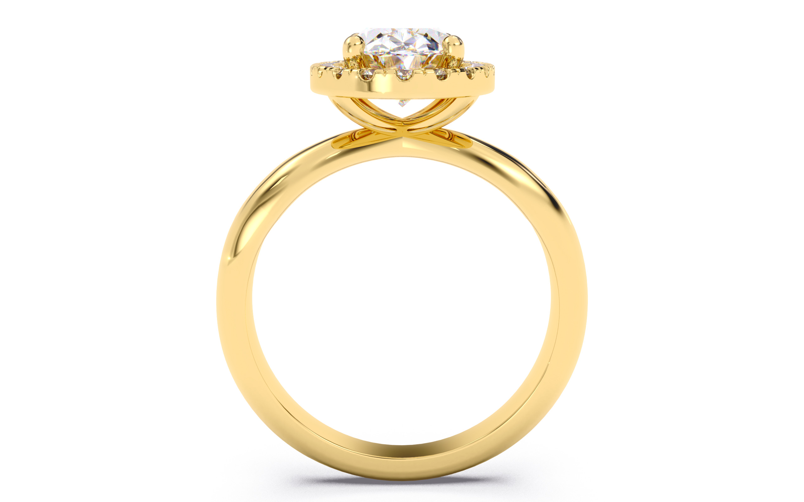 Oval  Diamond Halo Setting Solitaire Ring 3D print model_10