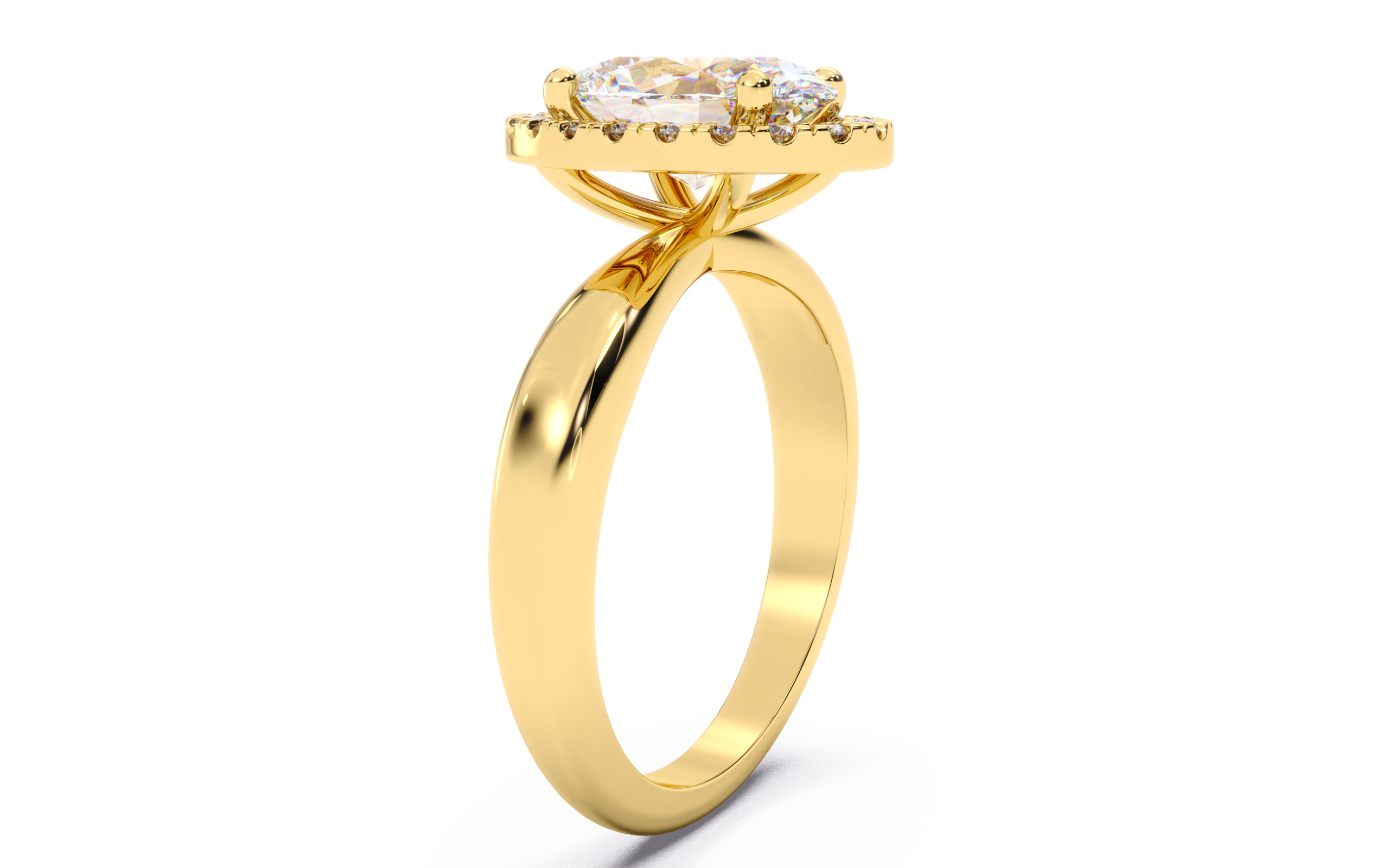 Oval  Diamond Halo Setting Solitaire Ring 3D print model_20