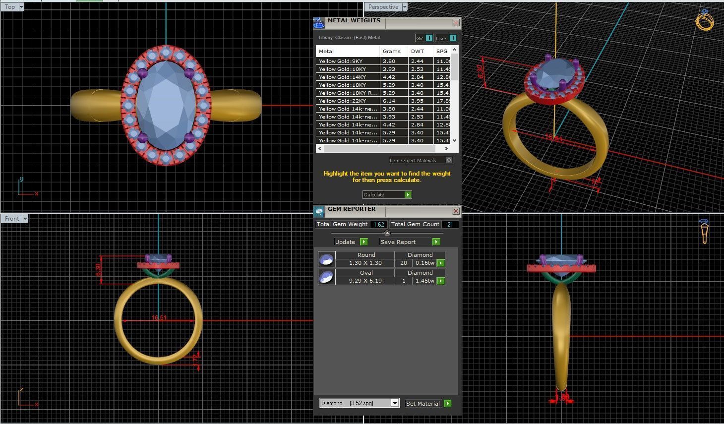 Oval  Diamond Halo Setting Solitaire Ring 3D print model_1