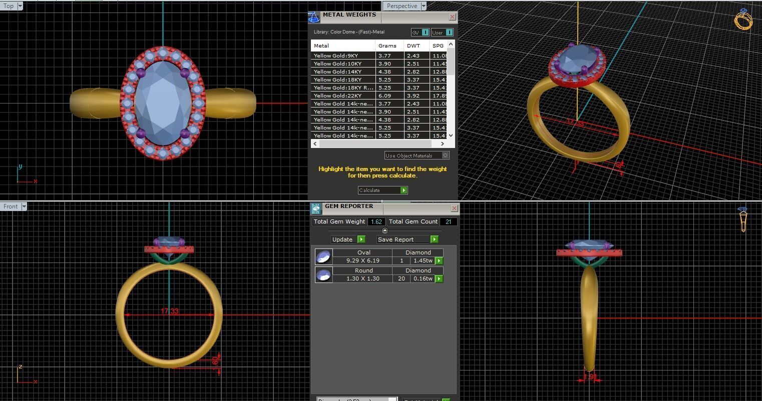 Oval  Diamond Halo Setting Solitaire Ring 3D print model_25