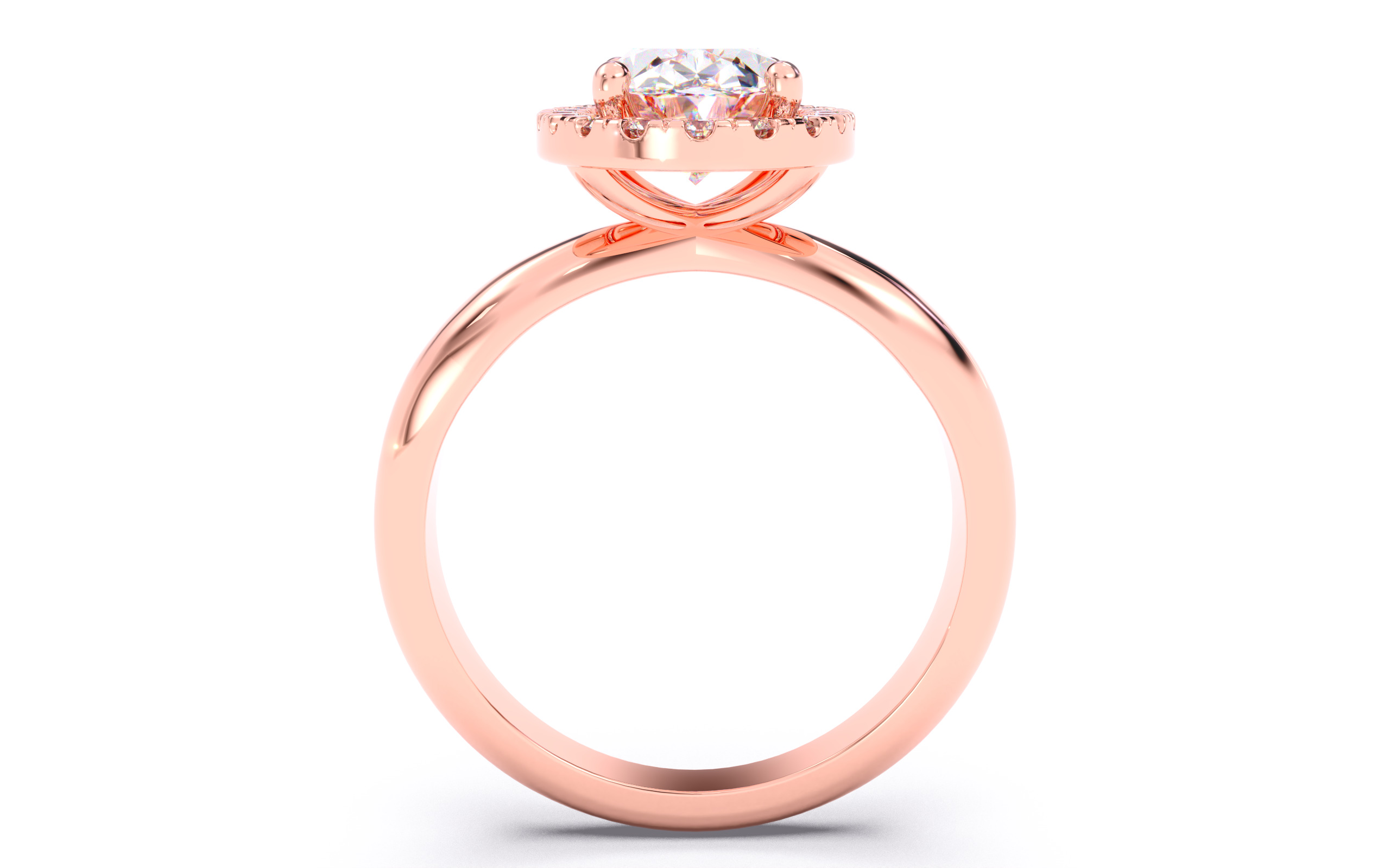 Oval  Diamond Halo Setting Solitaire Ring 3D print model_7