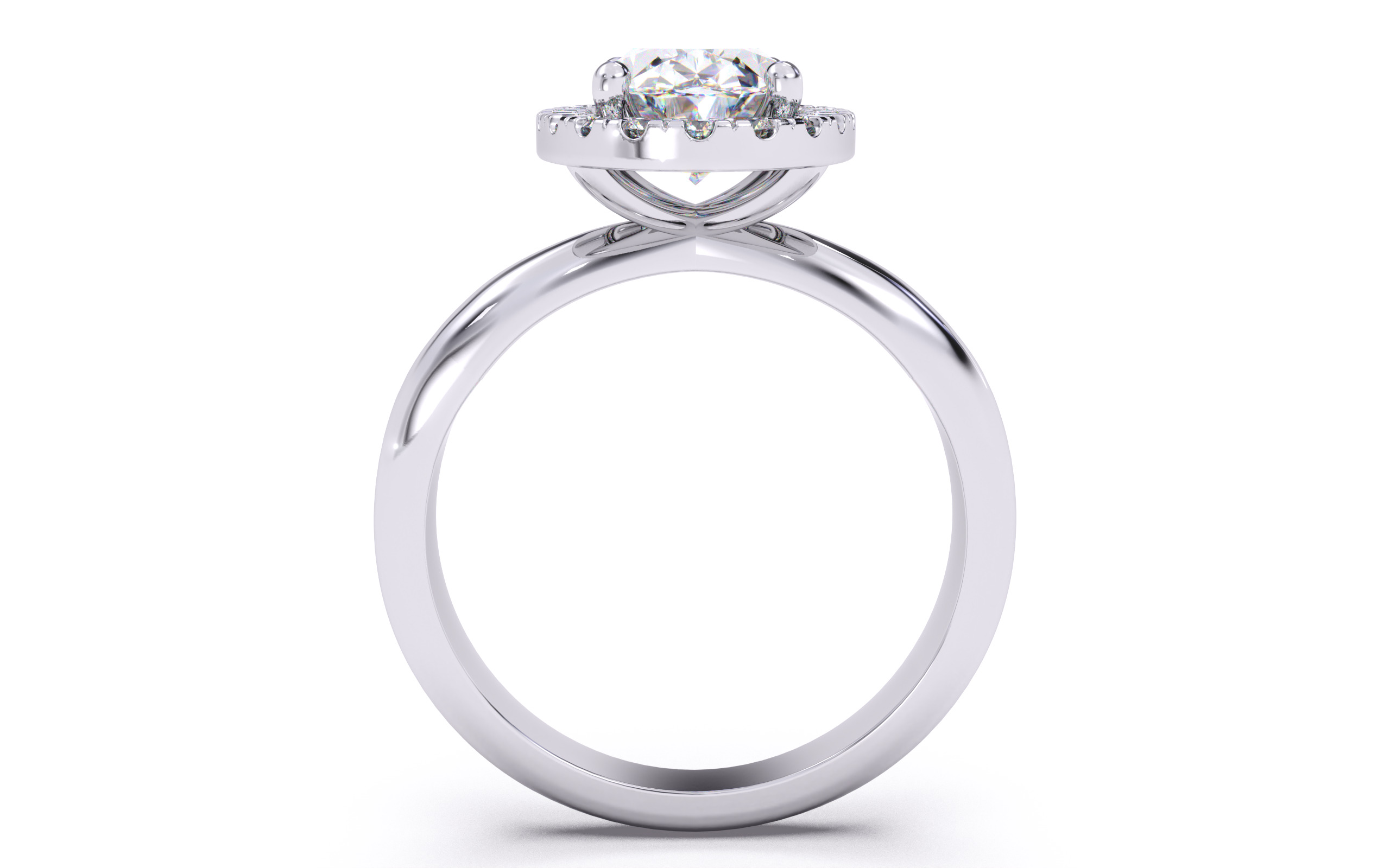 Oval  Diamond Halo Setting Solitaire Ring 3D print model_9