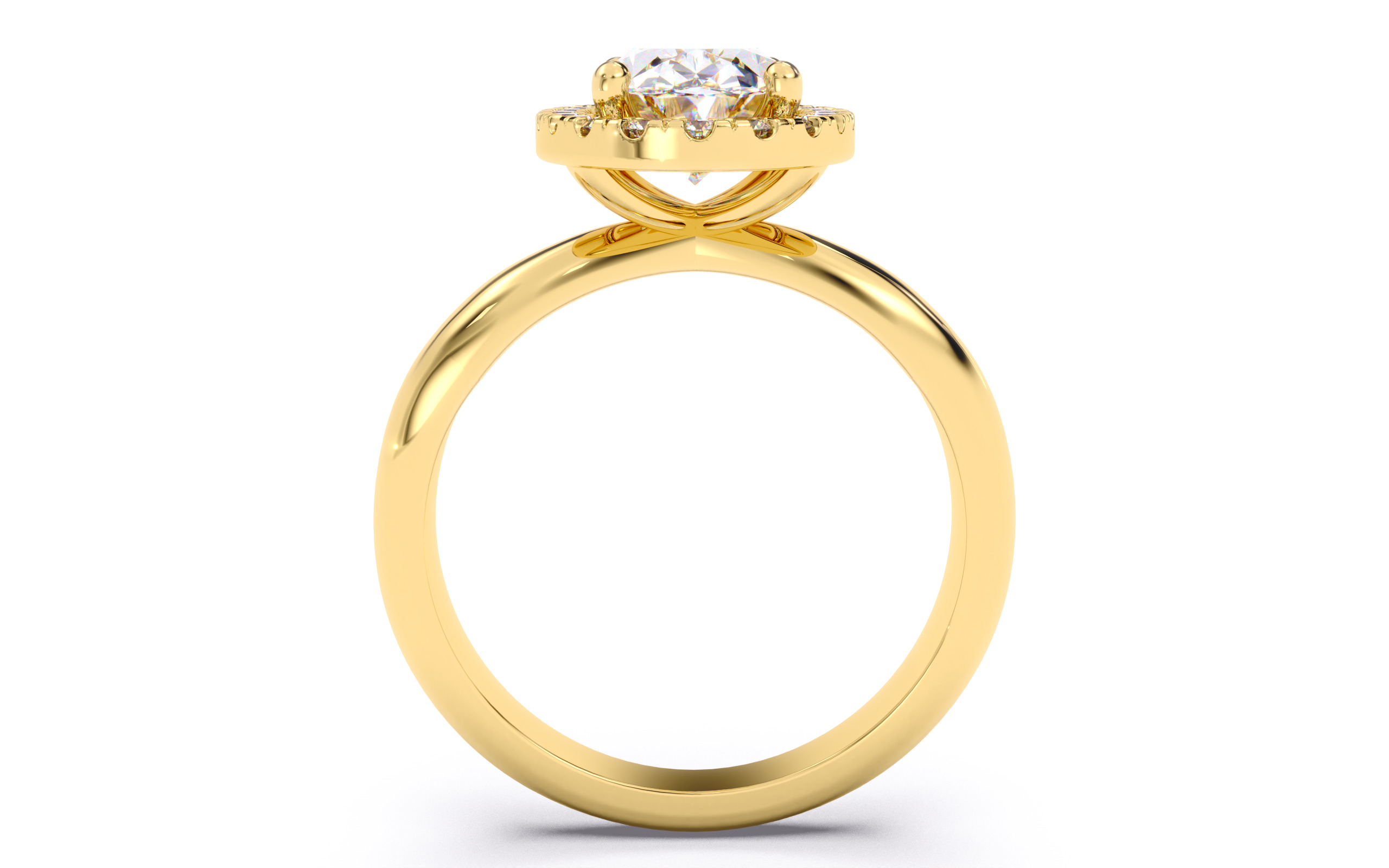 Oval  Diamond Halo Setting Solitaire Ring 3D print model_11