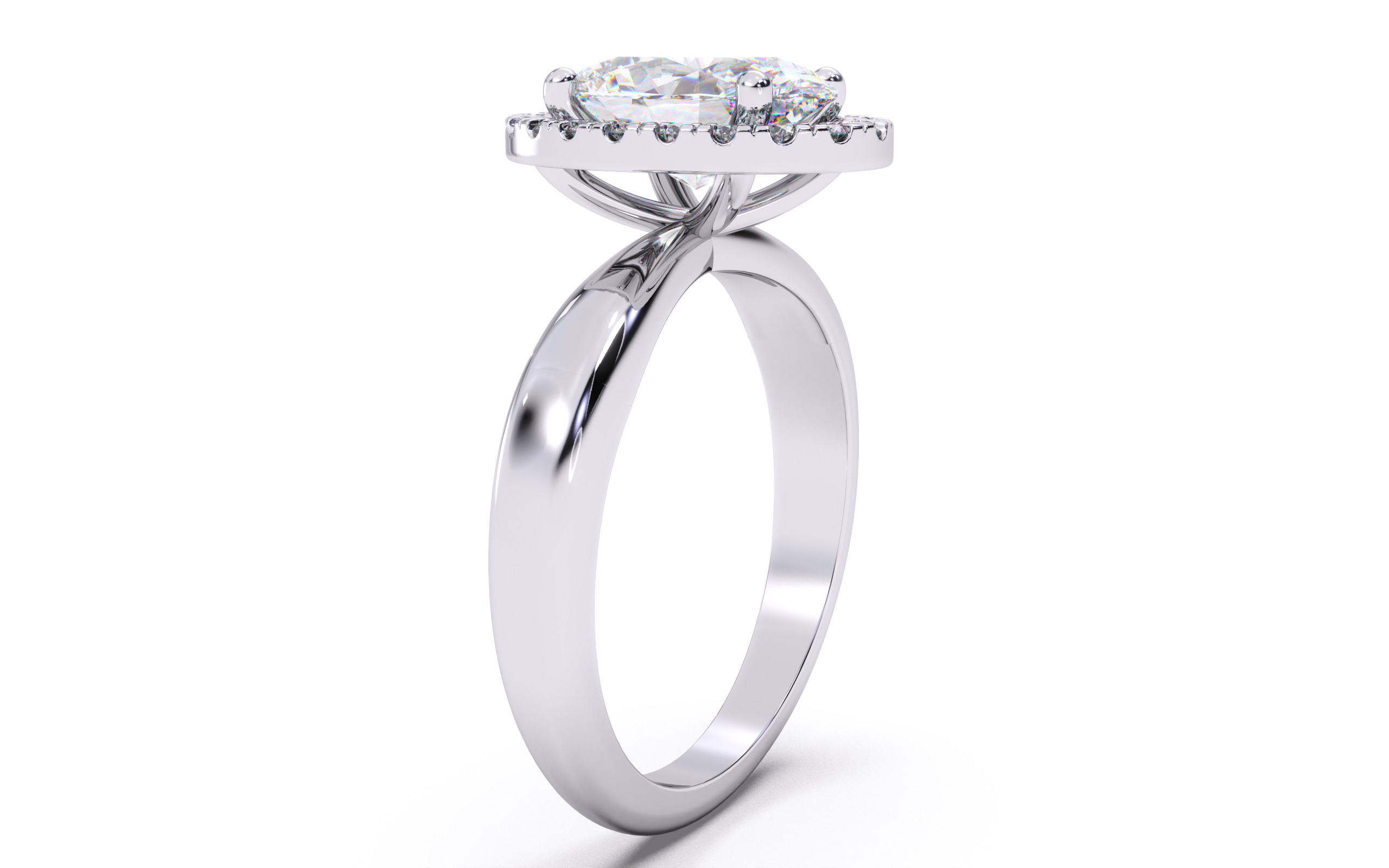 Oval  Diamond Halo Setting Solitaire Ring 3D print model_19
