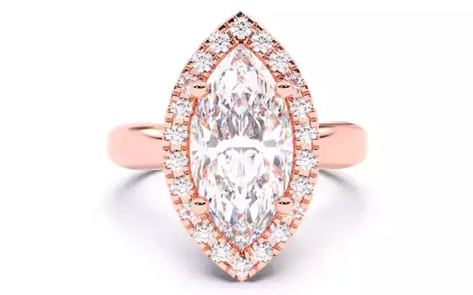 Marquise Diamond Halo Setting Solitaire Ring  3D print model