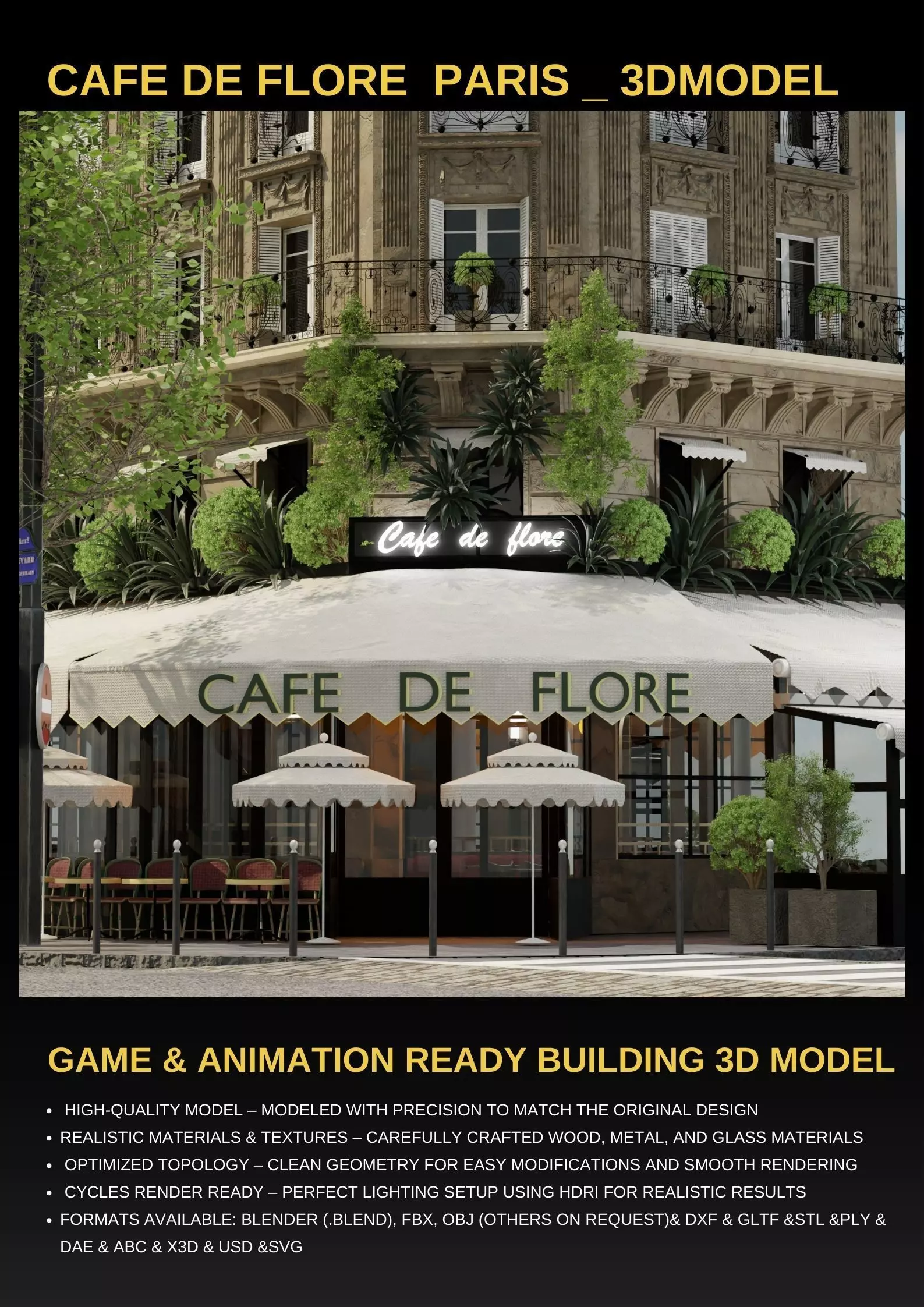 cafe de flore paris 3D model_0