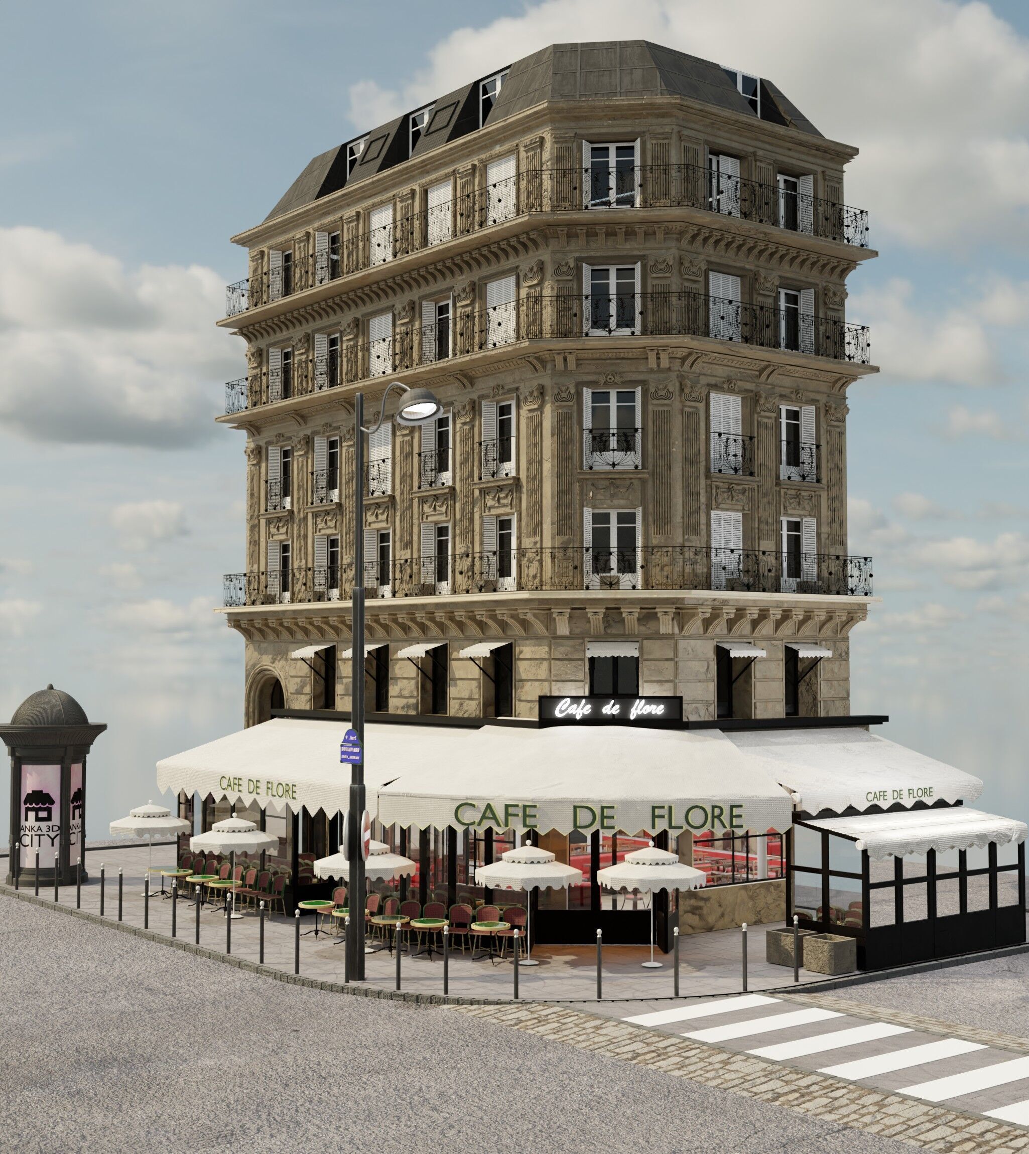 cafe de flore paris 3D model_11