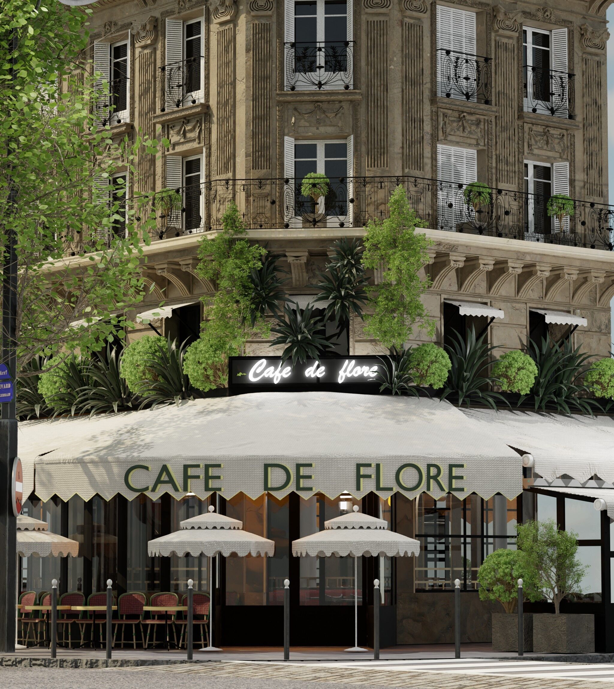 cafe de flore paris 3D model_2