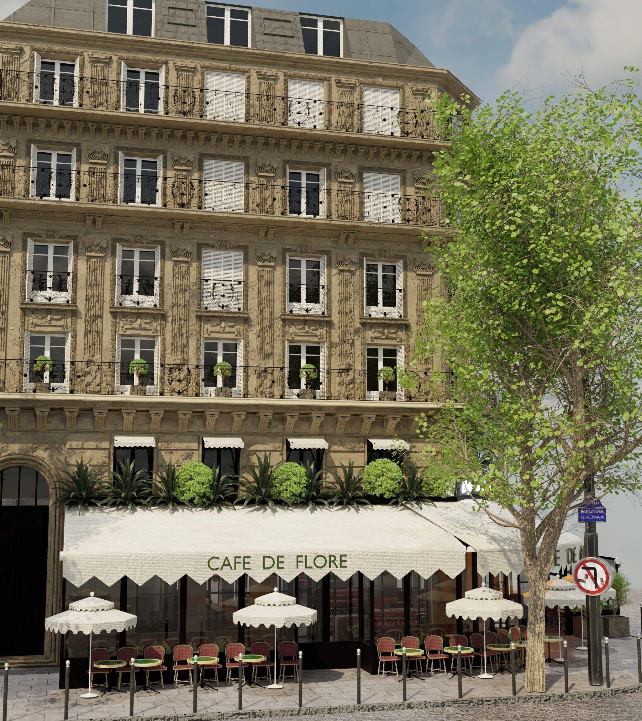 cafe de flore paris 3D model_12