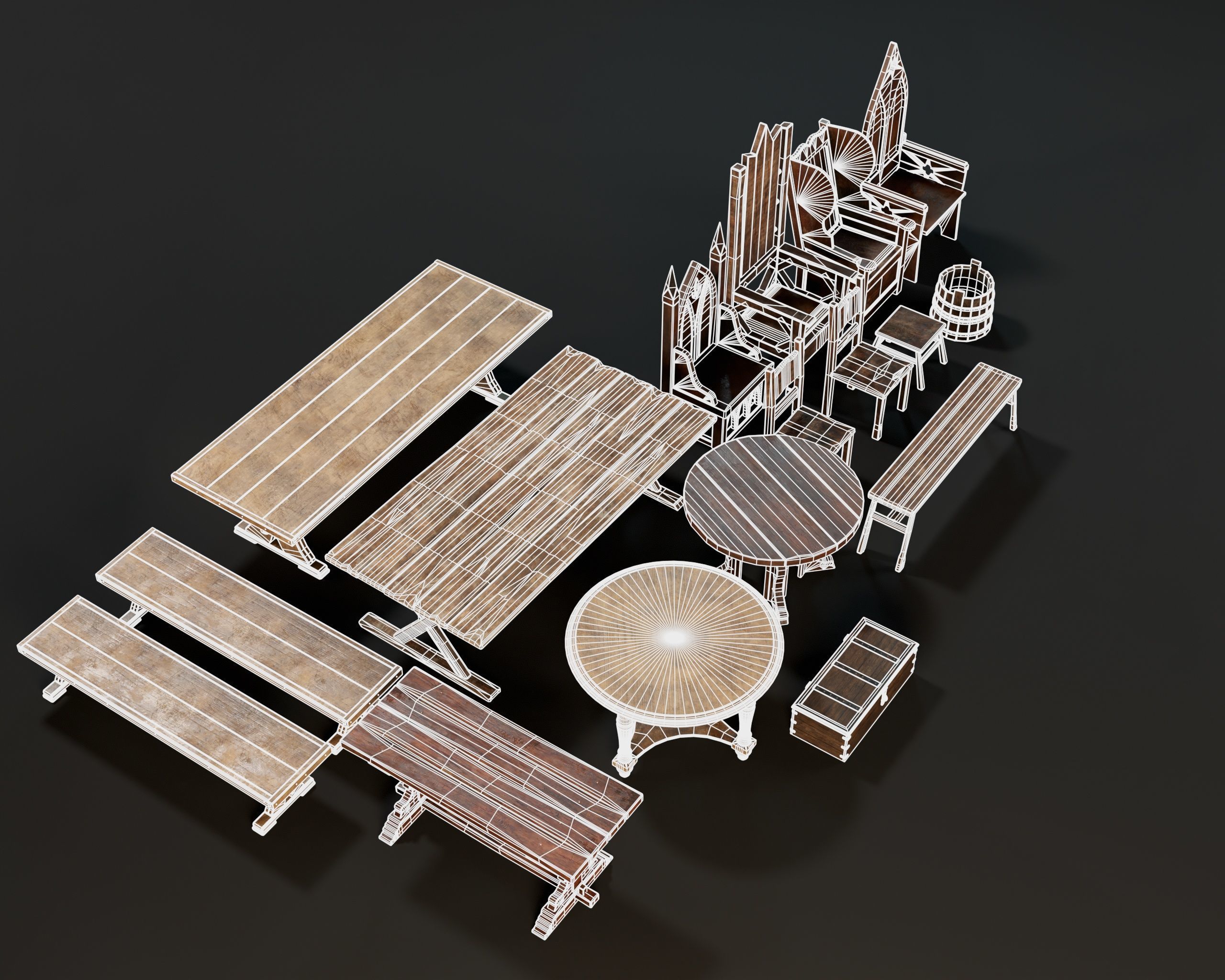 Medieval Furniture Pack Two 3D Model Collection_34