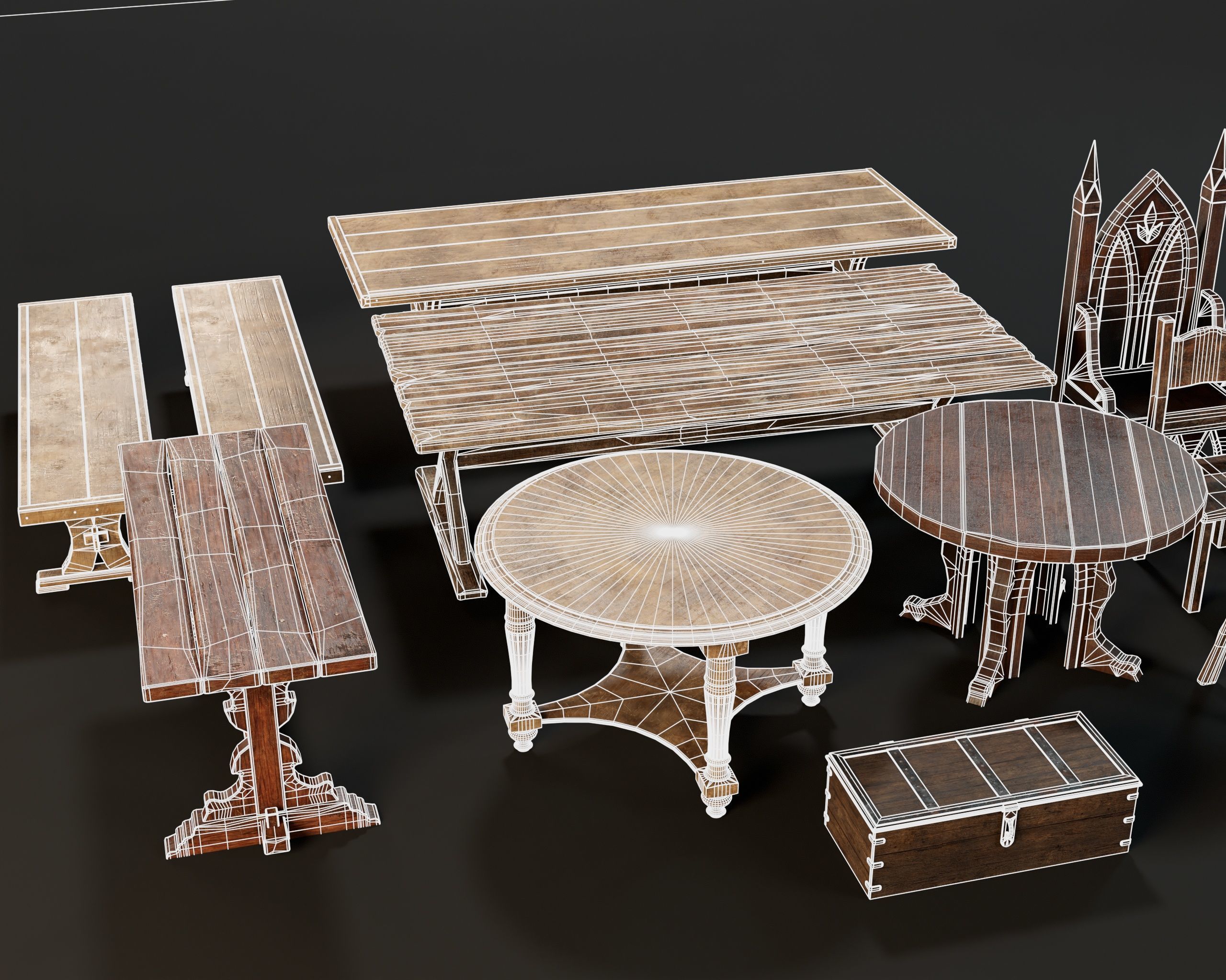 Medieval Furniture Pack Two 3D Model Collection_30