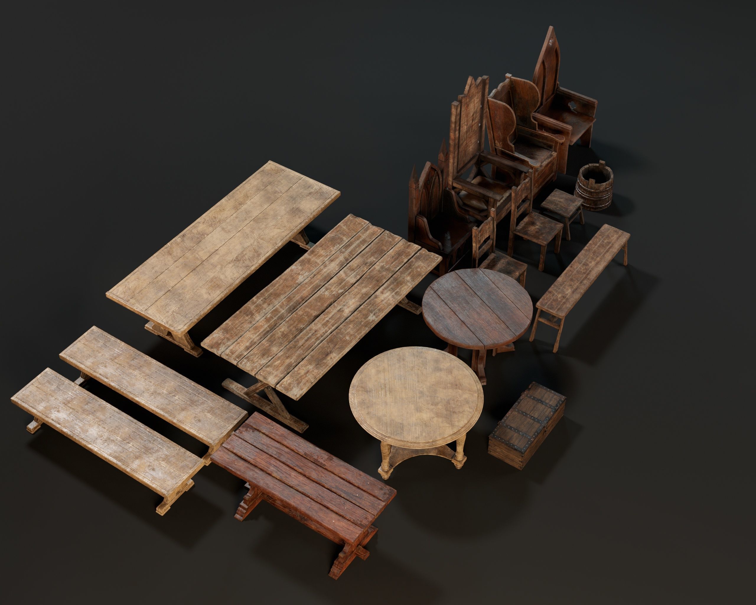 Medieval Furniture Pack Two 3D Model Collection_33