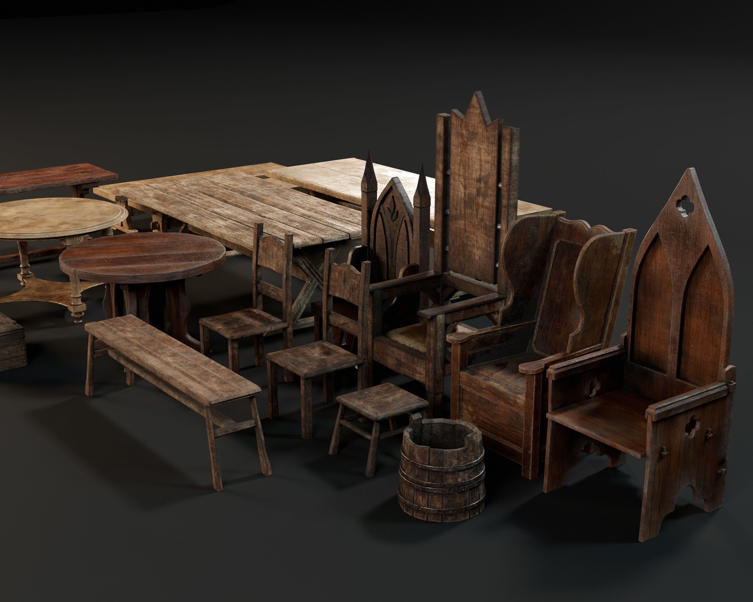 Medieval Furniture Pack Two 3D Model Collection_31