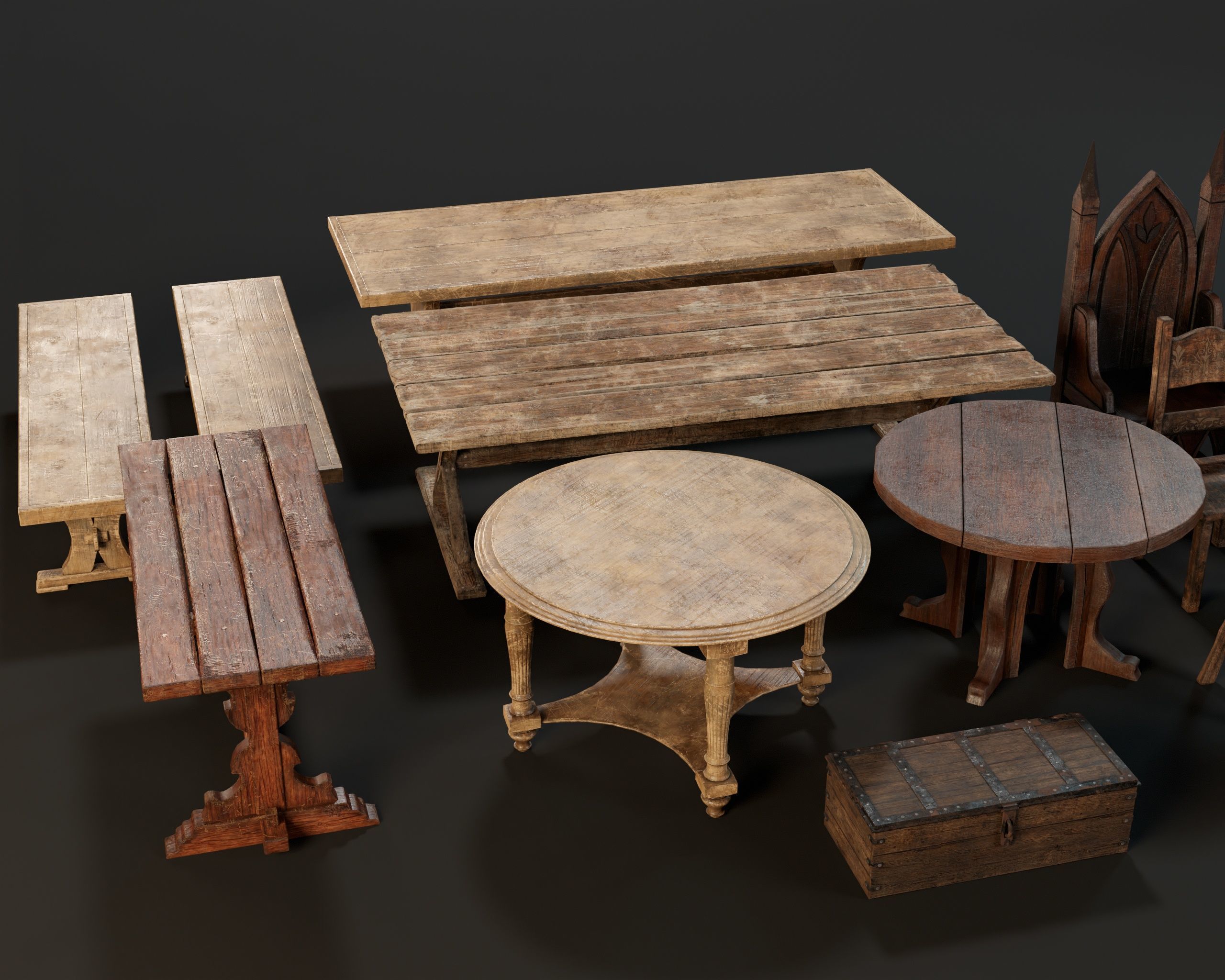 Medieval Furniture Pack Two 3D Model Collection_29