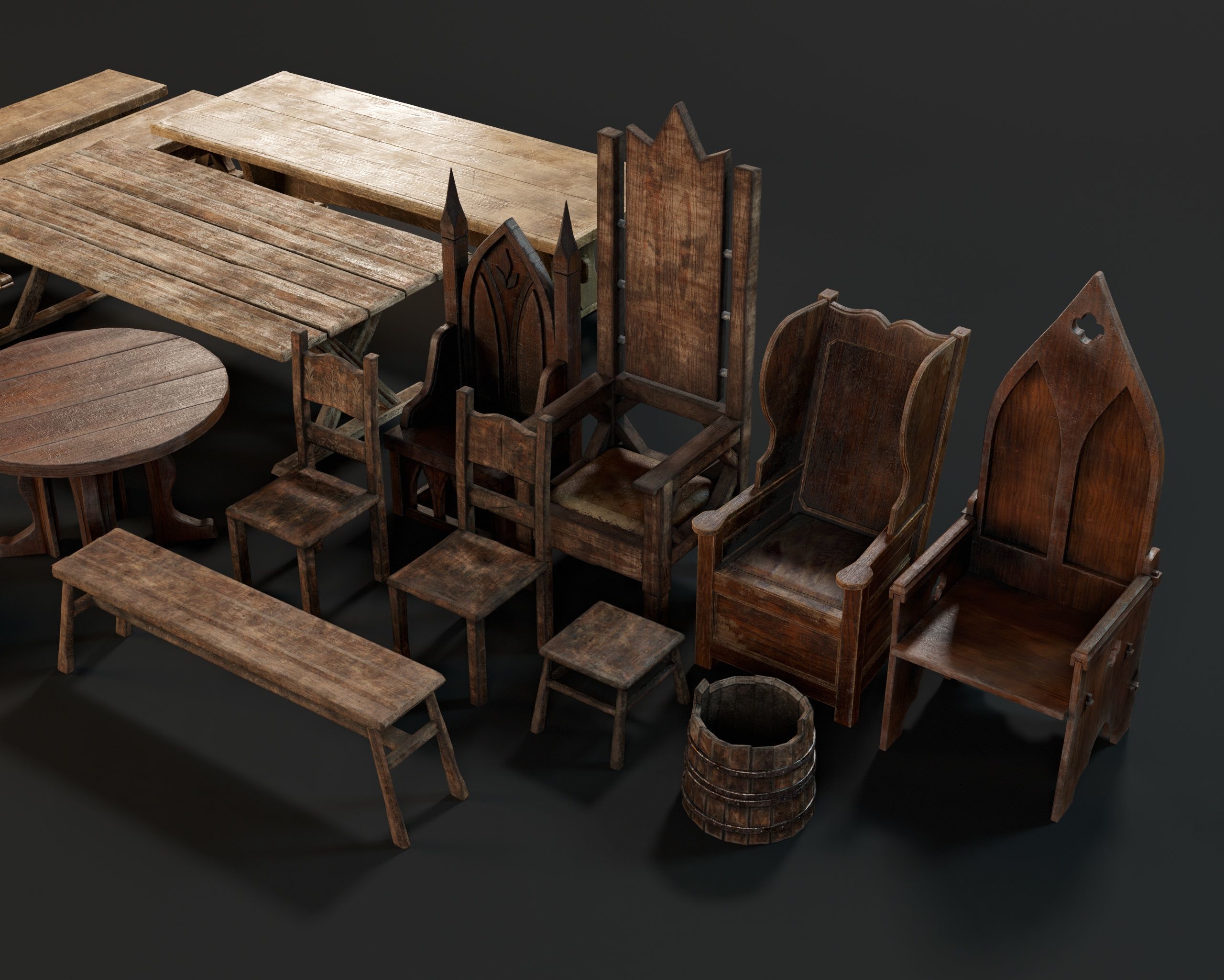 Medieval Furniture Pack Two 3D Model Collection_27