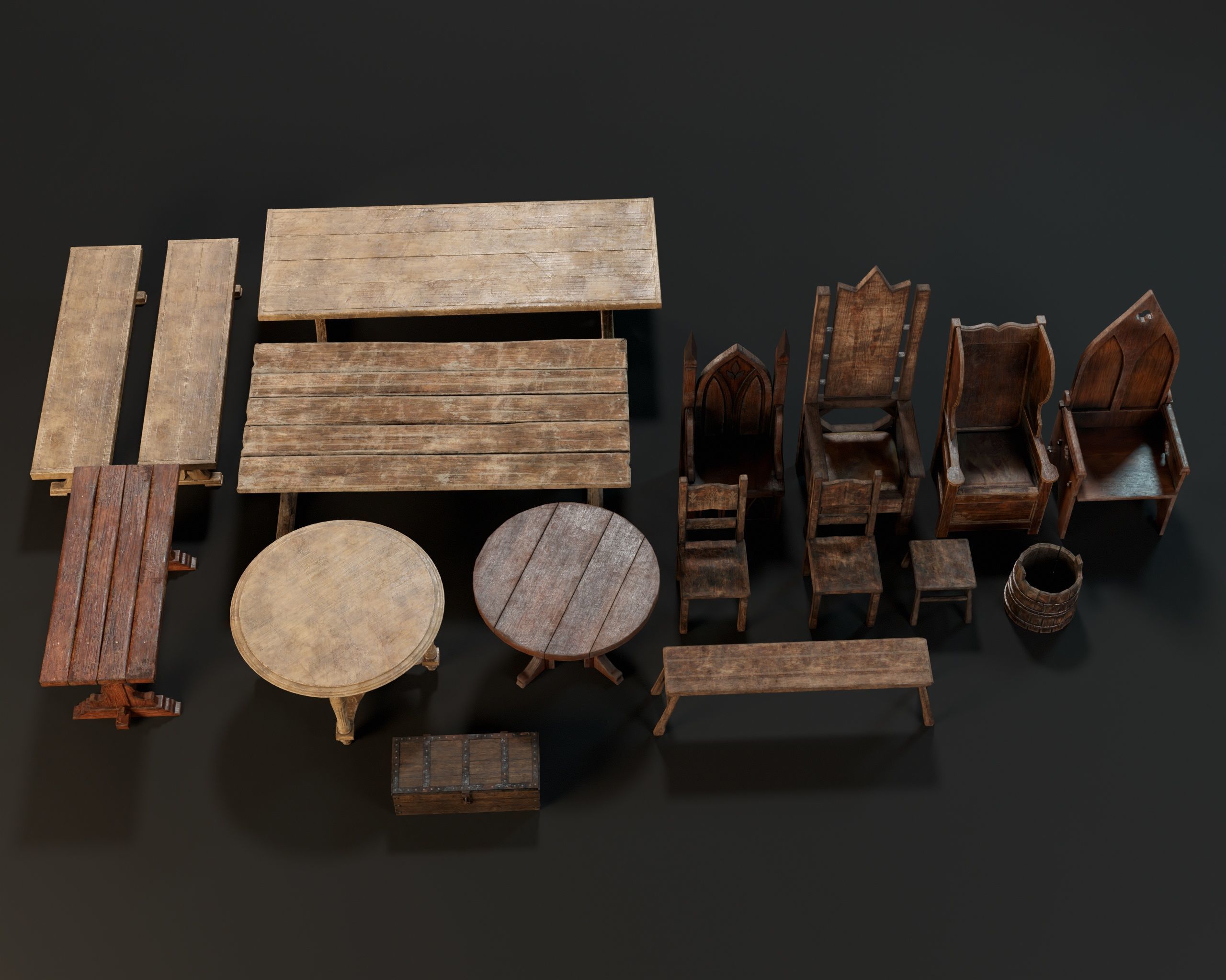 Medieval Furniture Pack Two 3D Model Collection_25