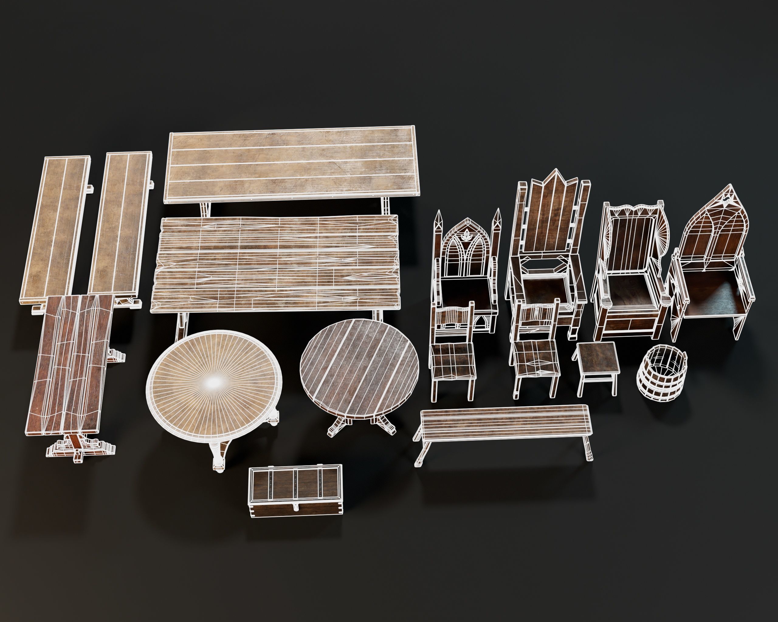 Medieval Furniture Pack Two 3D Model Collection_26