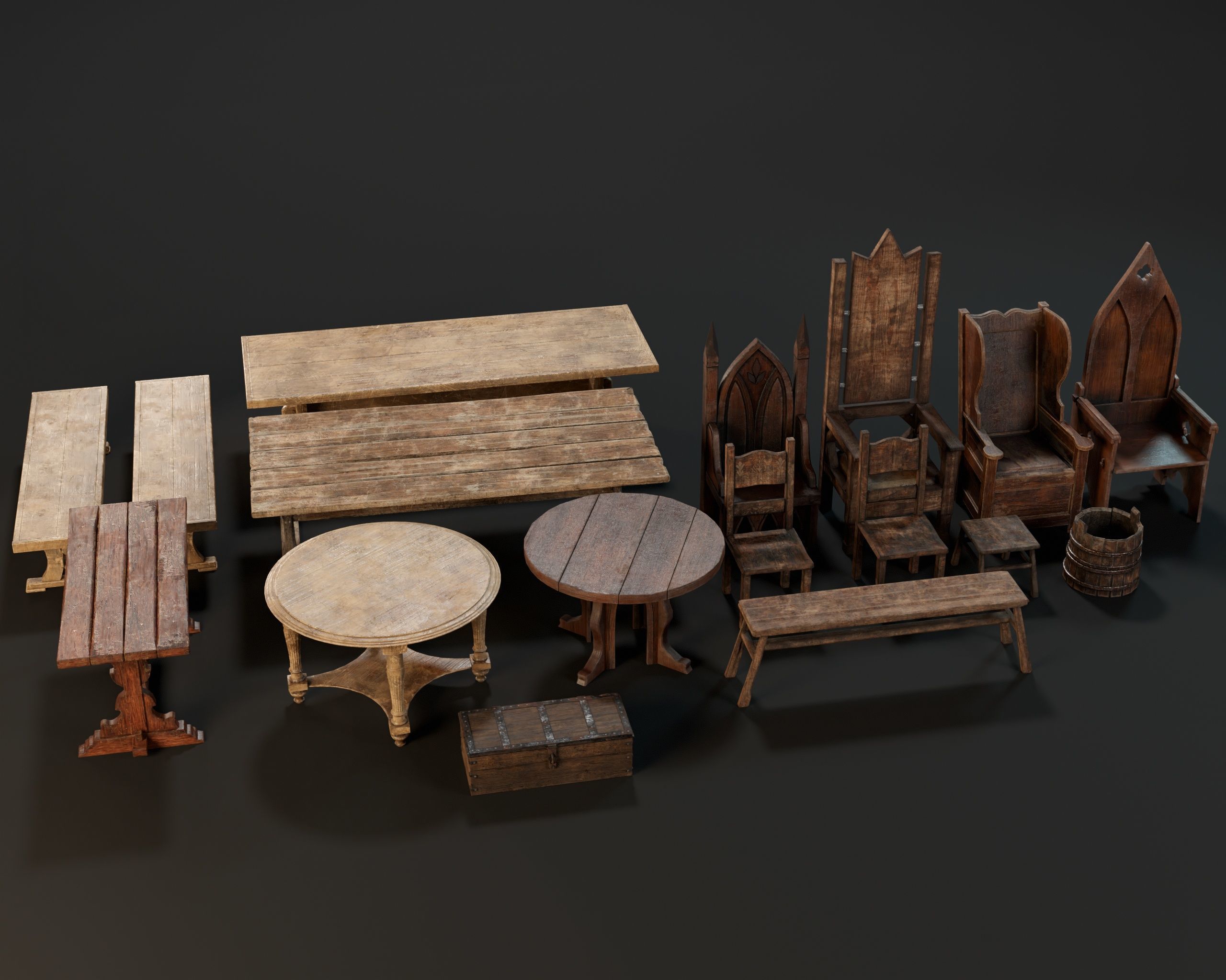 Medieval Furniture Pack Two 3D Model Collection_23