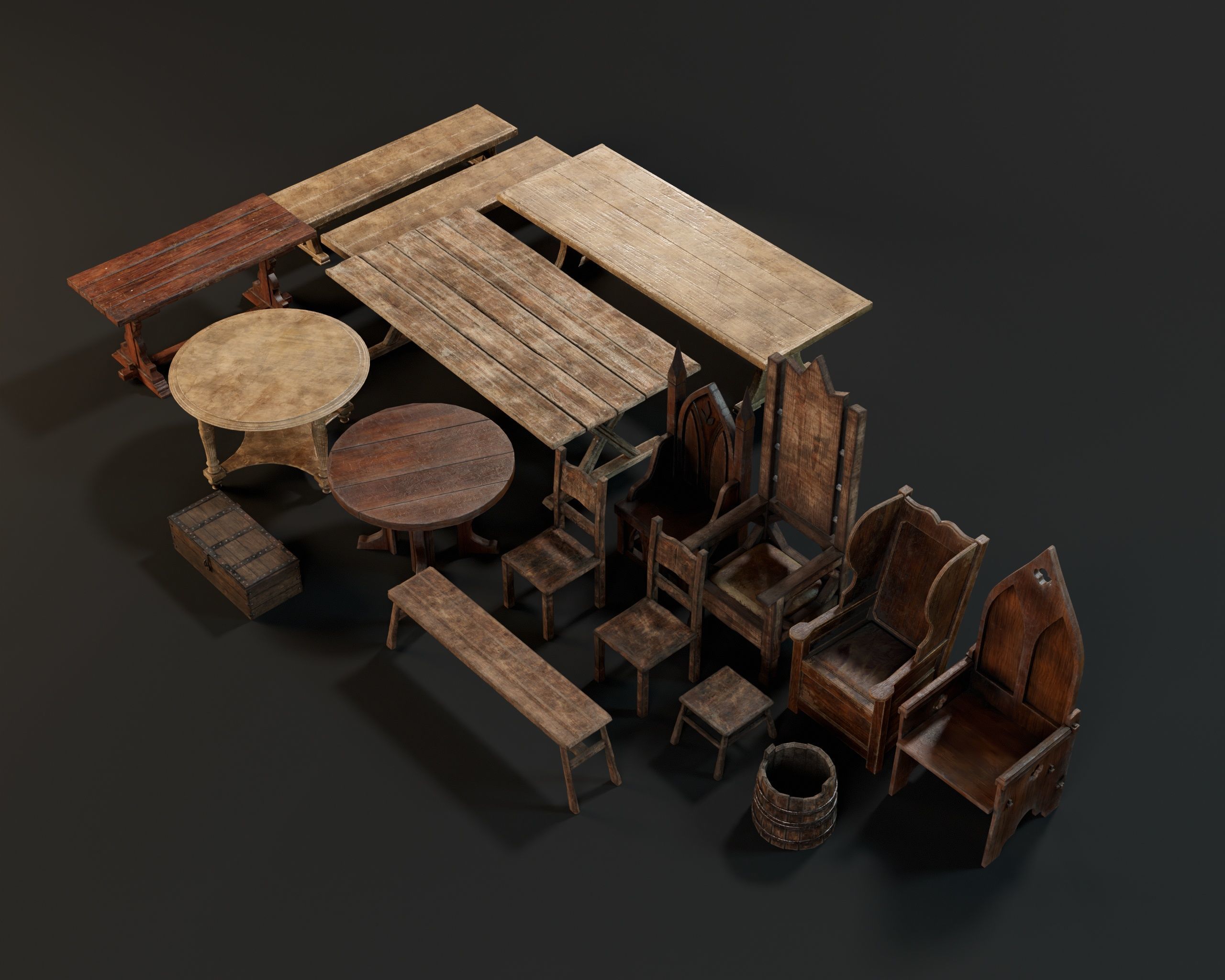Medieval Furniture Pack Two 3D Model Collection_35