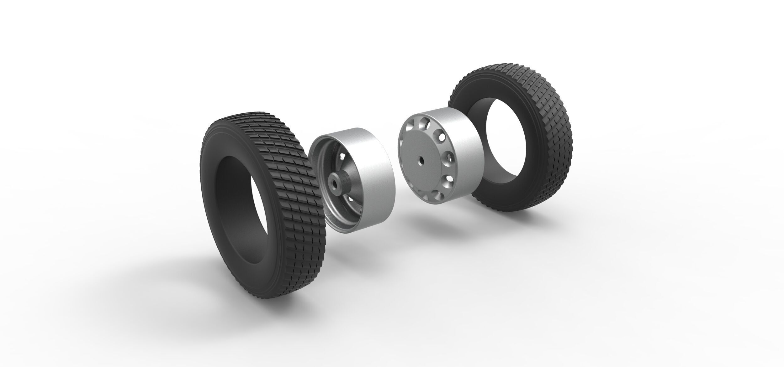 Rear double wheel of Pulling Semi truck Scale 1 to 25 3D print model_10