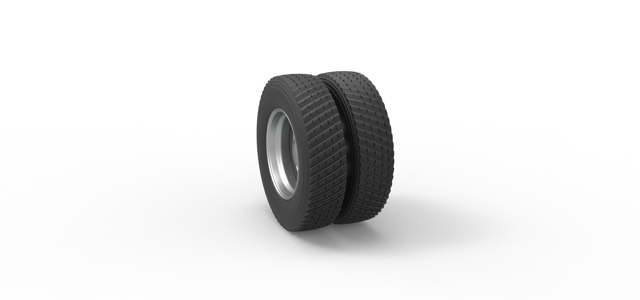 Rear double wheel of Pulling Semi truck Scale 1 to 25 3D print model_7