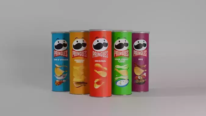 Pringles Chips Can 5 Flavours Low-poly 3D model