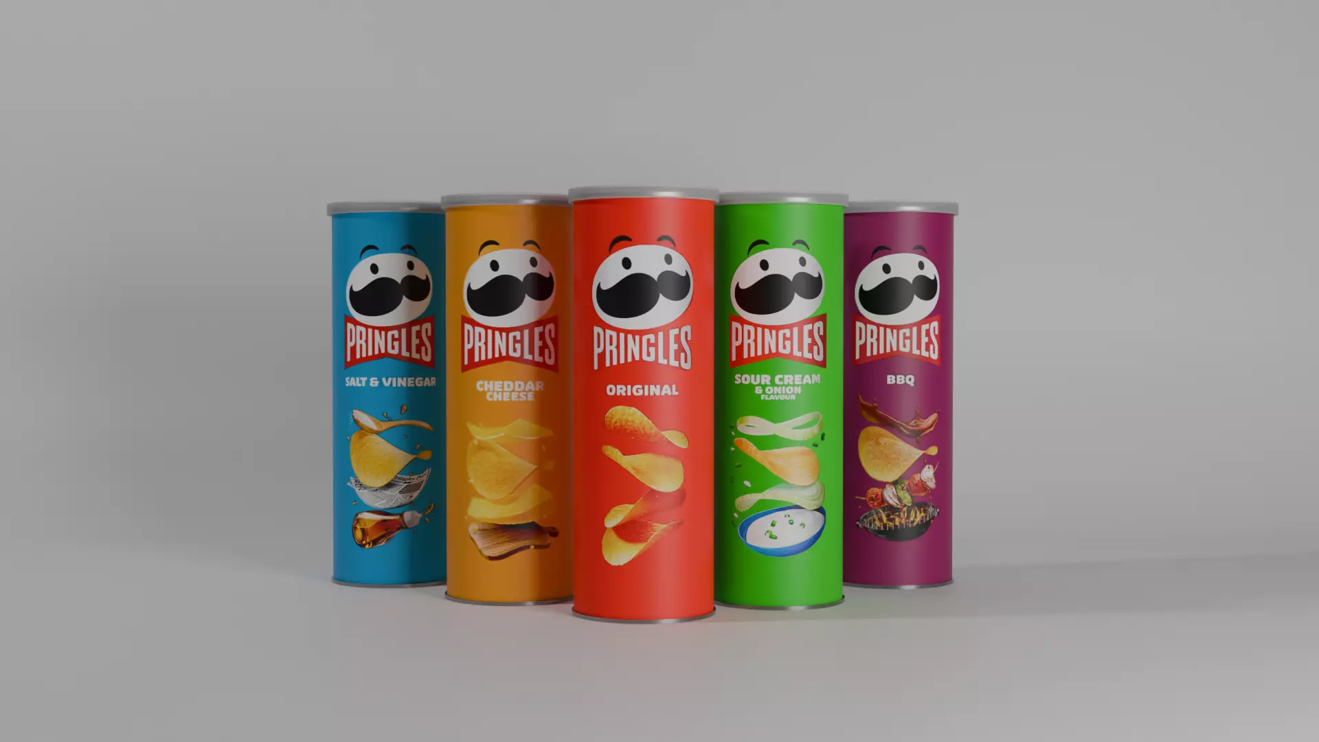 Pringles Chips Can 5 Flavours Low-poly 3D model