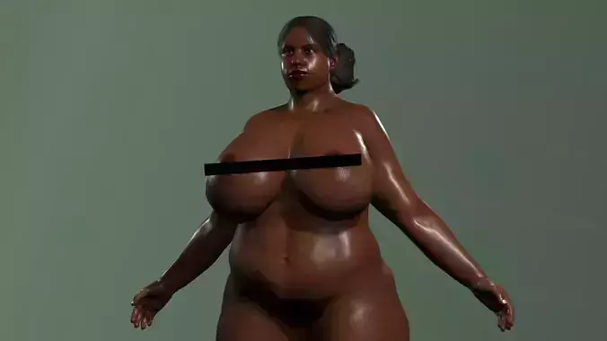 Naked Fat Black Woman Low-poly 3D model