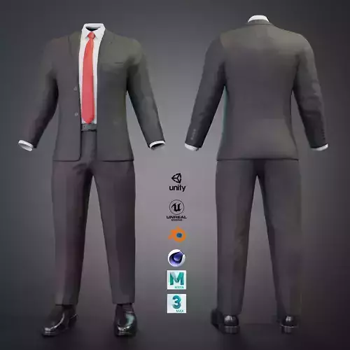 Men Formal Suit Animation and Game Ready Low-poly 3D model