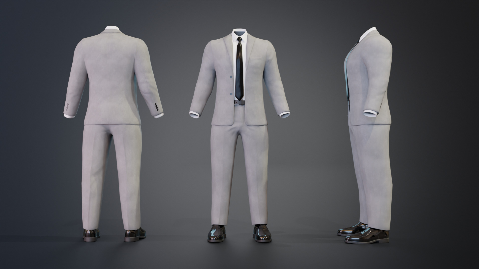 Classic Men Formal Suit Animation and Game Ready Low-poly 3D model_2