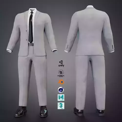 Classic Men Formal Suit Animation and Game Ready Low-poly 3D model