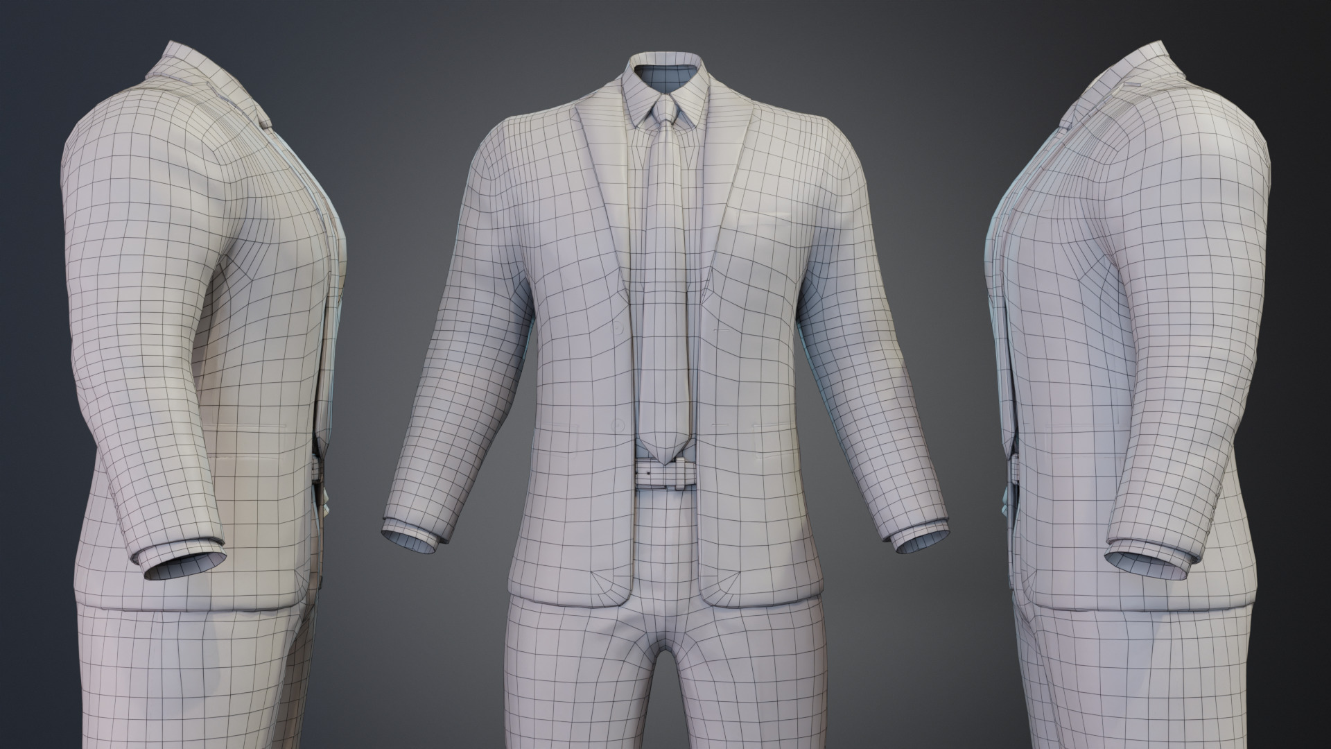 Classic Men Formal Suit Animation and Game Ready Low-poly 3D model_12