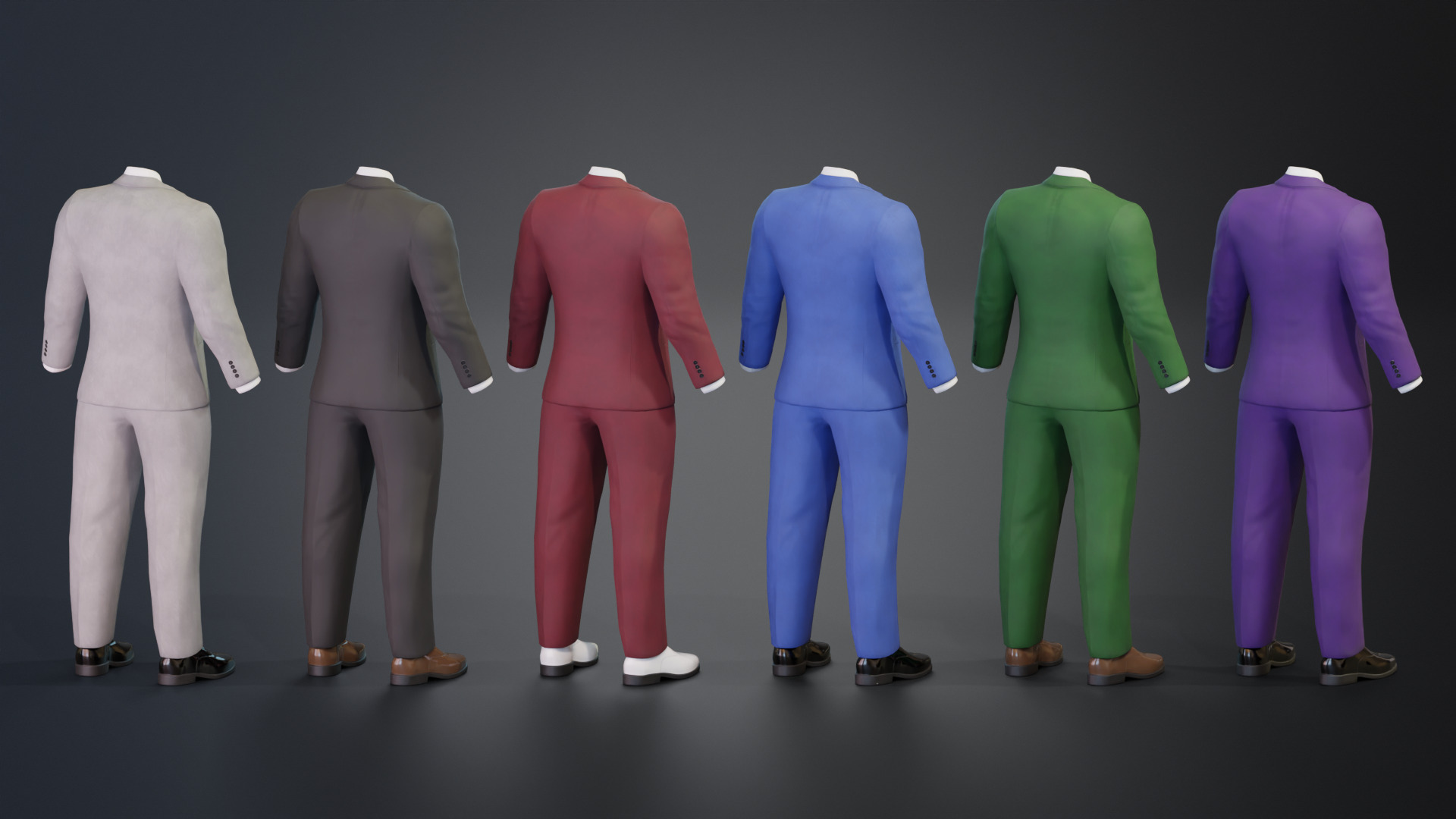 Classic Men Formal Suit Animation and Game Ready Low-poly 3D model_8