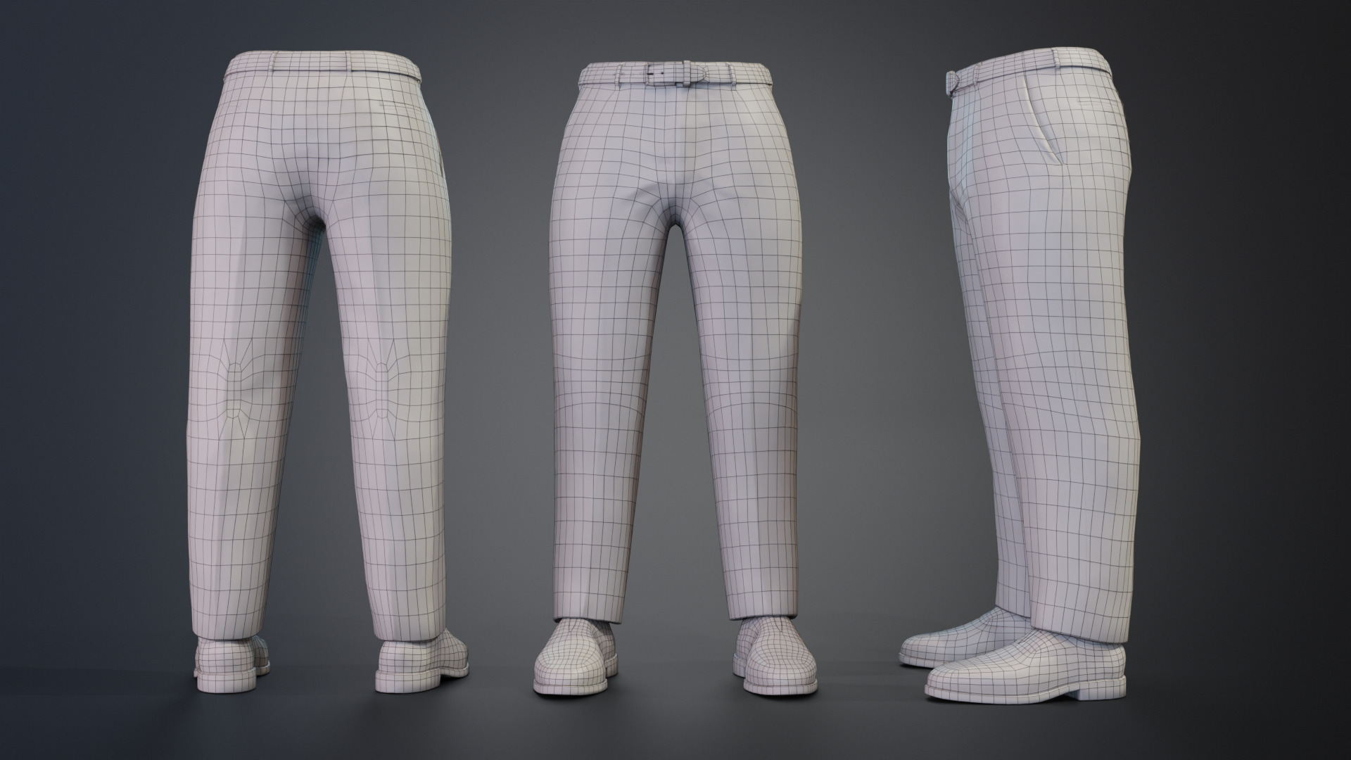 Classic Men Formal Suit Animation and Game Ready Low-poly 3D model_13