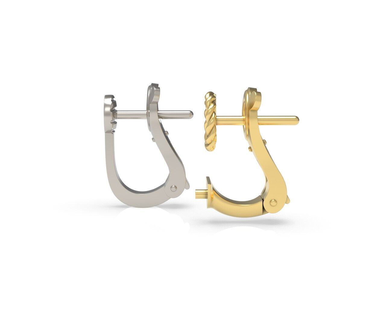 Earring Lock Omega lever Clasp 3D print model_2